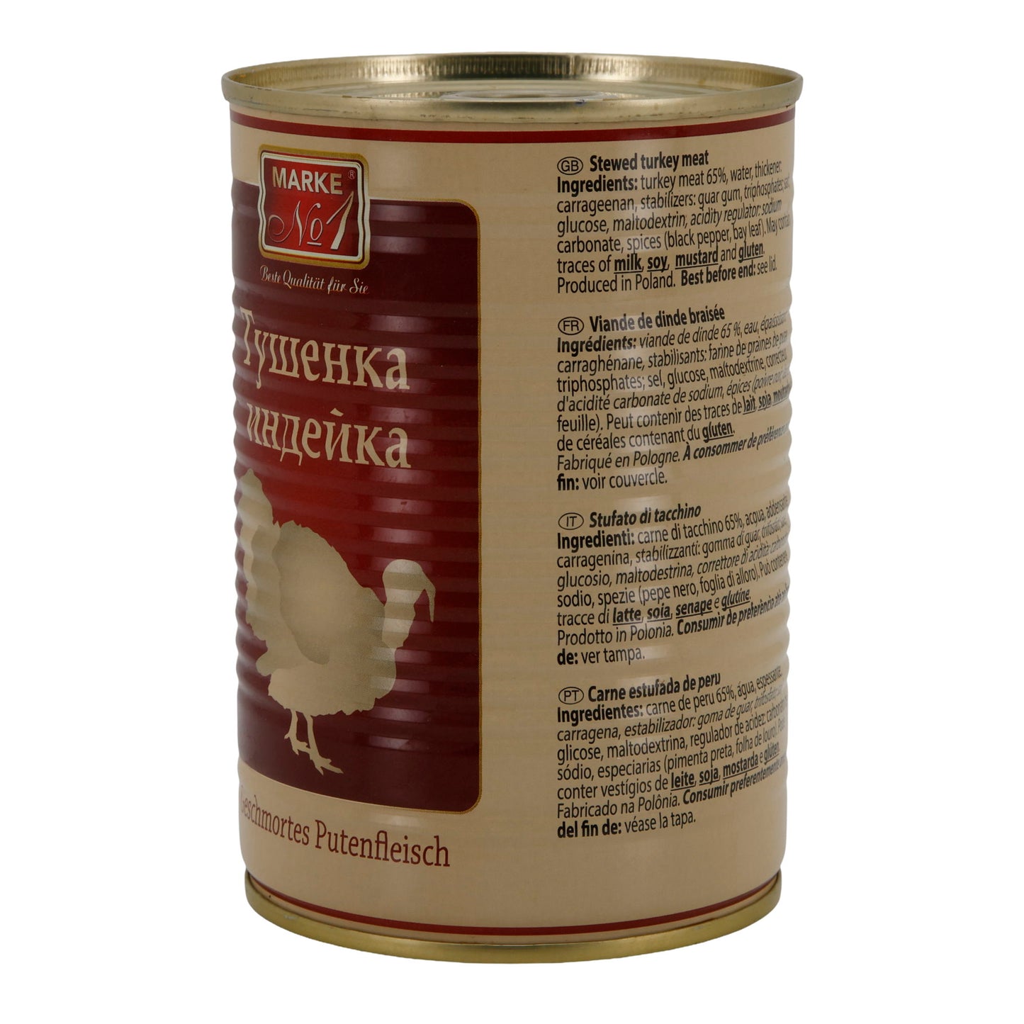 Kalkoenvlees MERK Nr.1 | Gestoofd | Kant-en-klare vleesconserve | 400 g Blik
