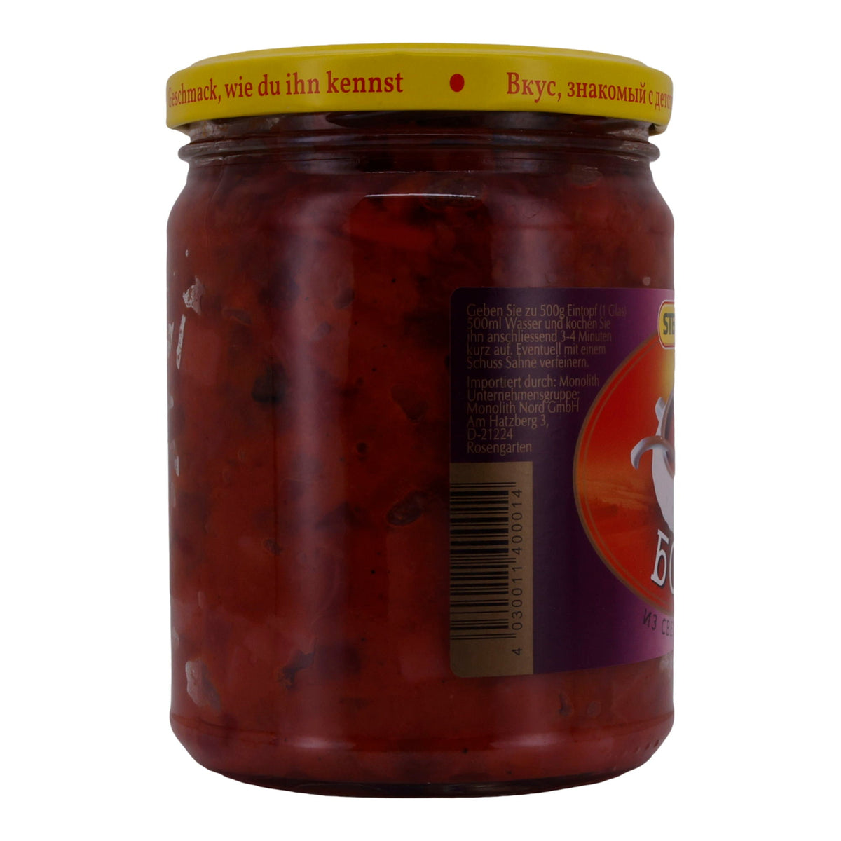 Borschtsch Steinhauer | Rote Beete Eintopf | Mit Weißkohl, Kartoffeln & Karotten, traditionell | 500 g STEINHAUER