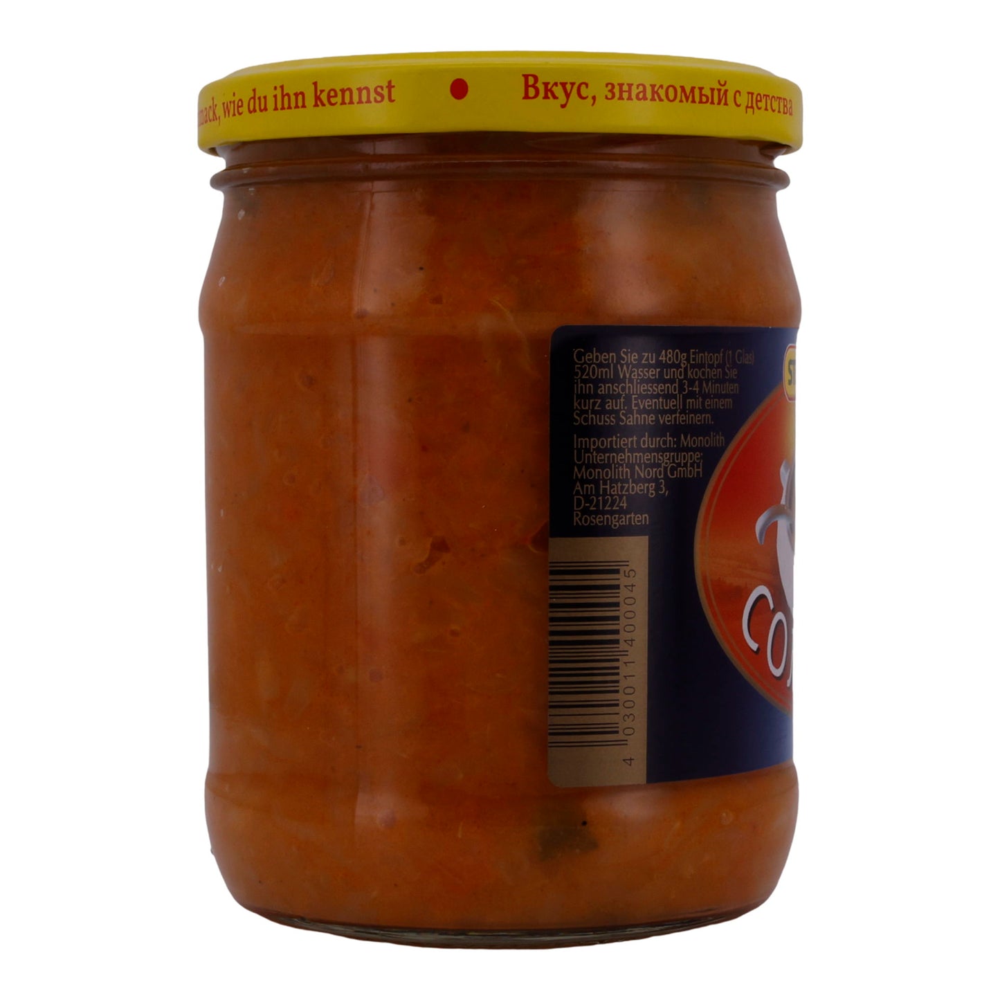 Soljanka Steinhauer | Eintopf mit Sauerkraut | Mit Gemüse und Salzgurken | 480 g Glas