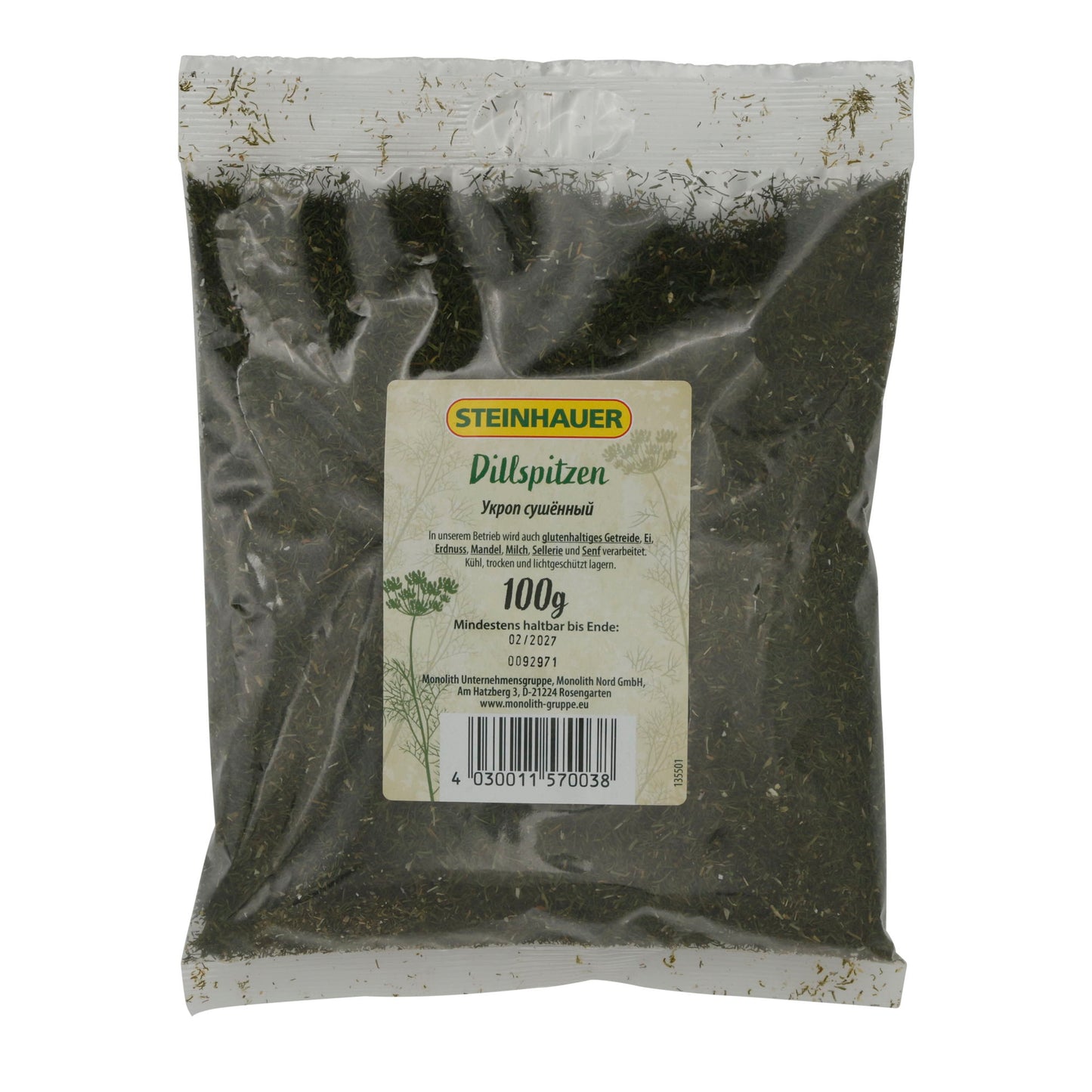 Dilltoppen Steinhauer | Fijn gedroogde dille | Aromatisch voor gerechten | 100 g