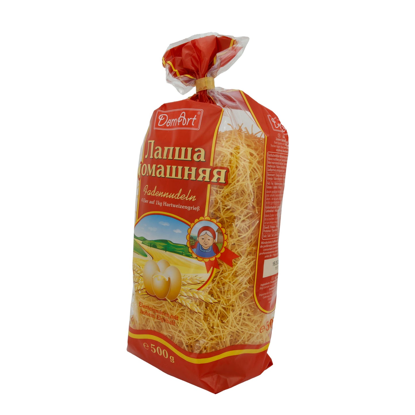 Fadennudeln DomArt | Traditionele eiernudels | Van harde tarwegries | 500 g