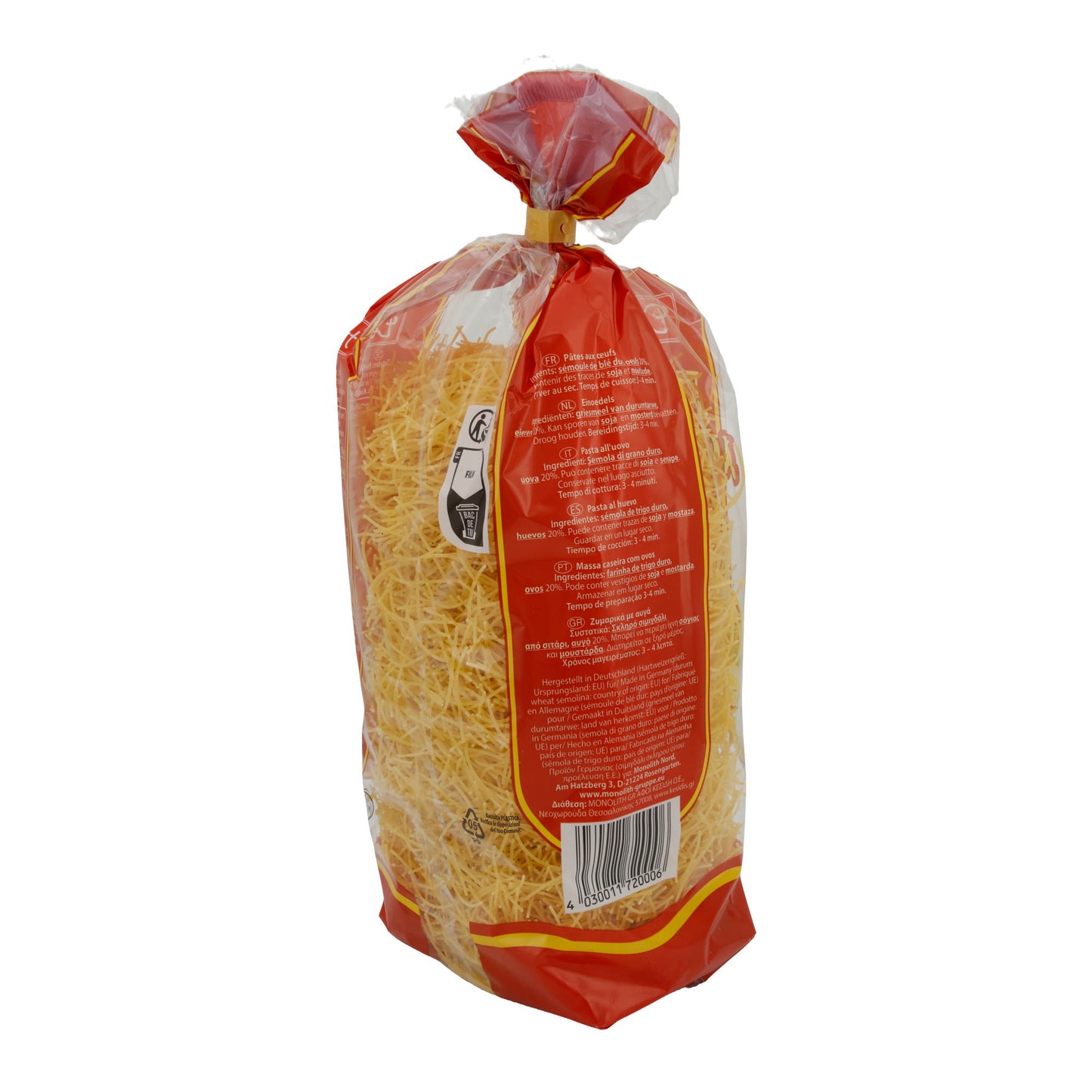 Fadennudeln DomArt | Traditionele eiernudels | Van harde tarwegries | 500 g