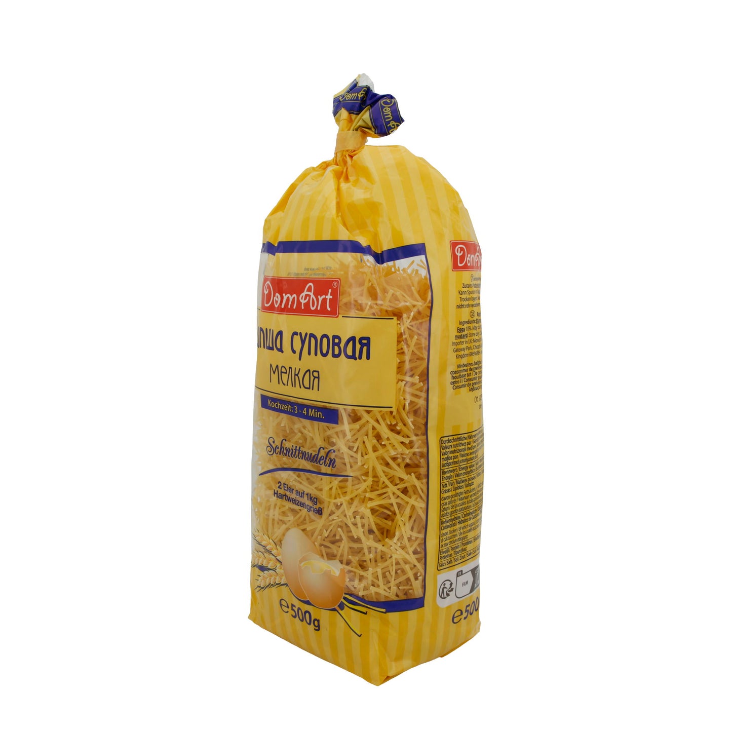 Nudeln DomArt | Soepnoedel | Fijne eiernoedels van harde tarwegries | 500 g