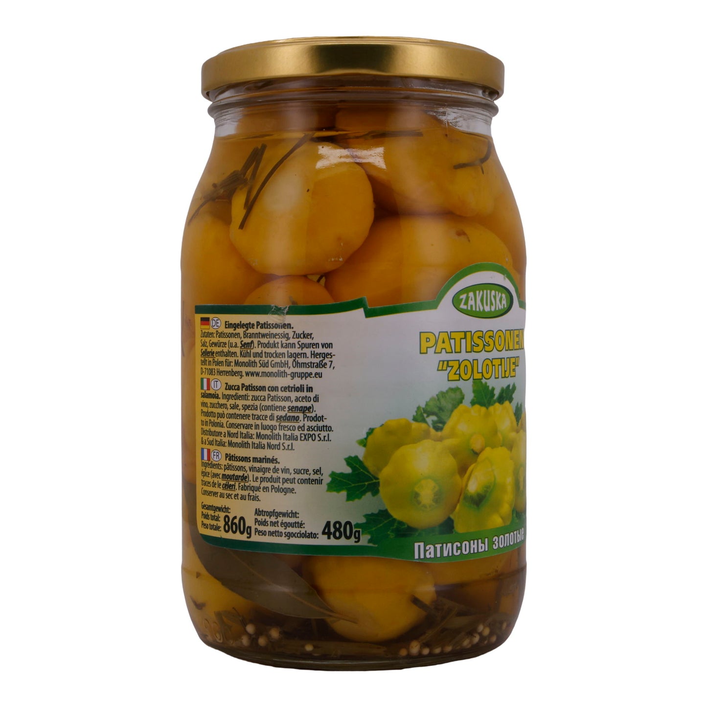 Kürbisse Zakuska | Patissonen Zolotije | Eingelegt | 860g