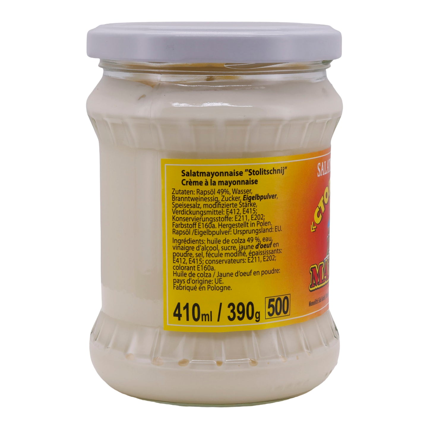 Salademayonaise Stolitschnij | Mayonaise in een pot | Romig, klassiek | 410 ml