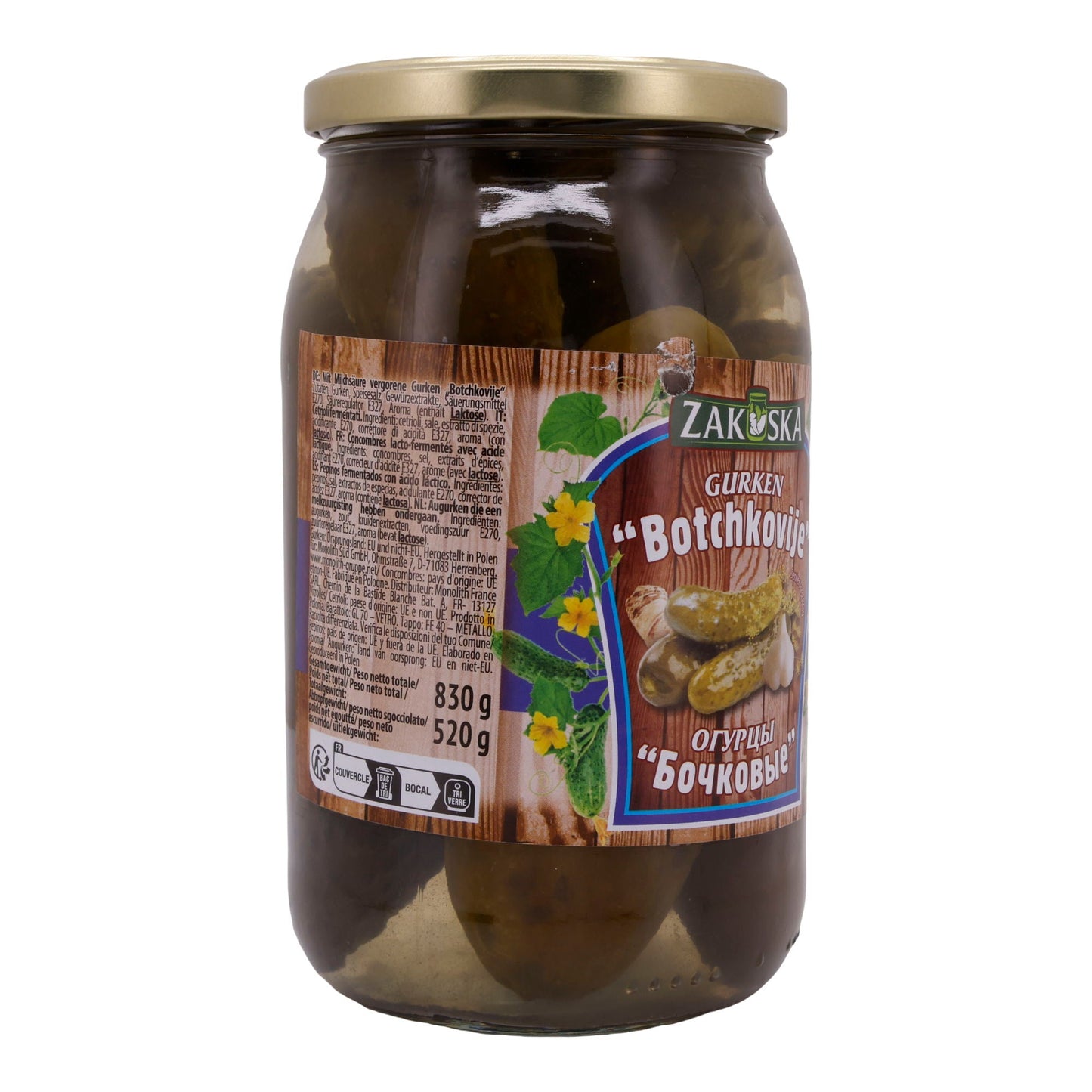 Gurken Zakuska | Botchkovije | Traditionell eingelegt | 830g (520g Abtropfgewicht) ZAKUSKA