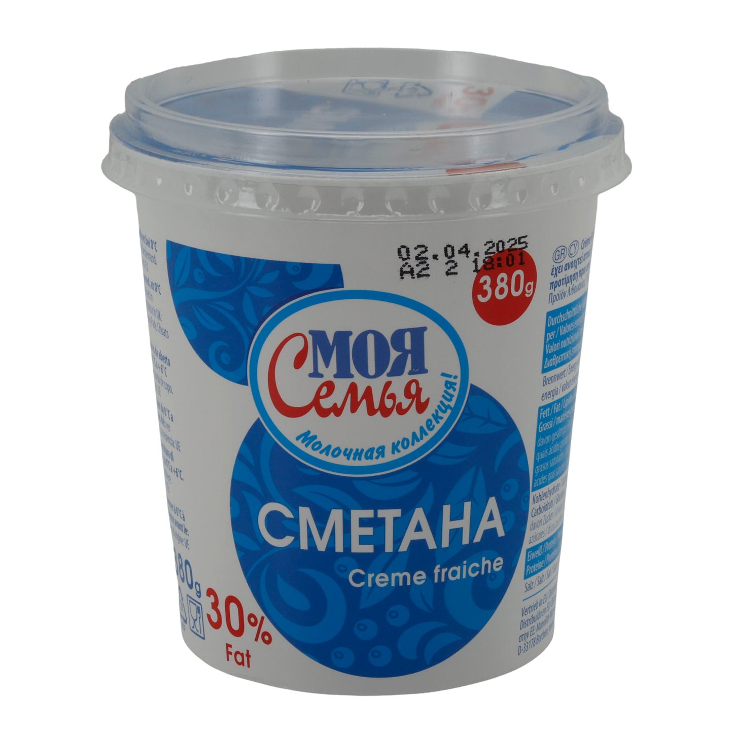 Crème Fraîche My Family Smetana | Crème Fraîche | Cremoso con 30% di grassi | 380 g