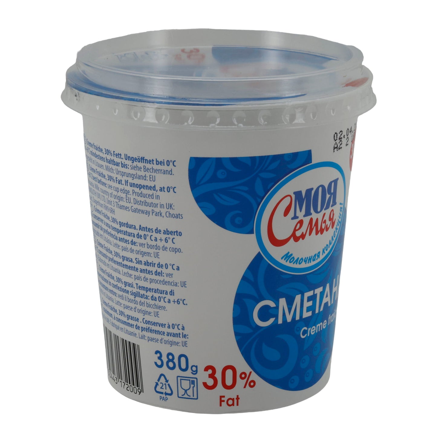 Crème Fraîche My Family Smetana | Crème Fraîche | Cremoso con 30% di grassi | 380 g