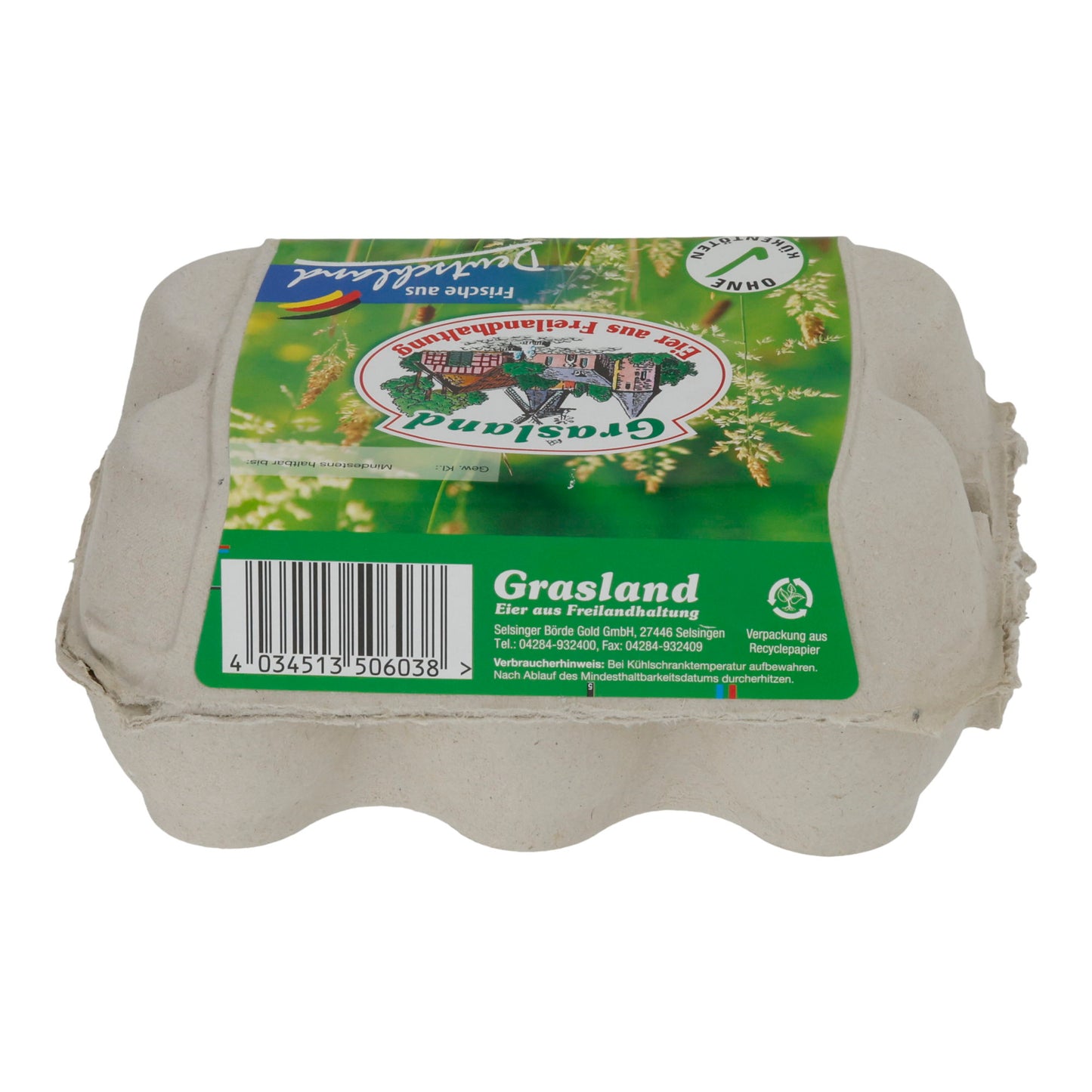 Freilandeier Grasland | Frische Eier | Tiergerechte Haltung Klasse A | 6 Stück