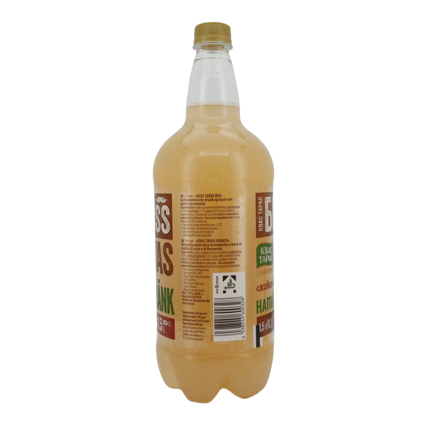 Bevanda fermentata rinfrescante Kvas Taras | con malto d'orzo e di frumento | 1,5L