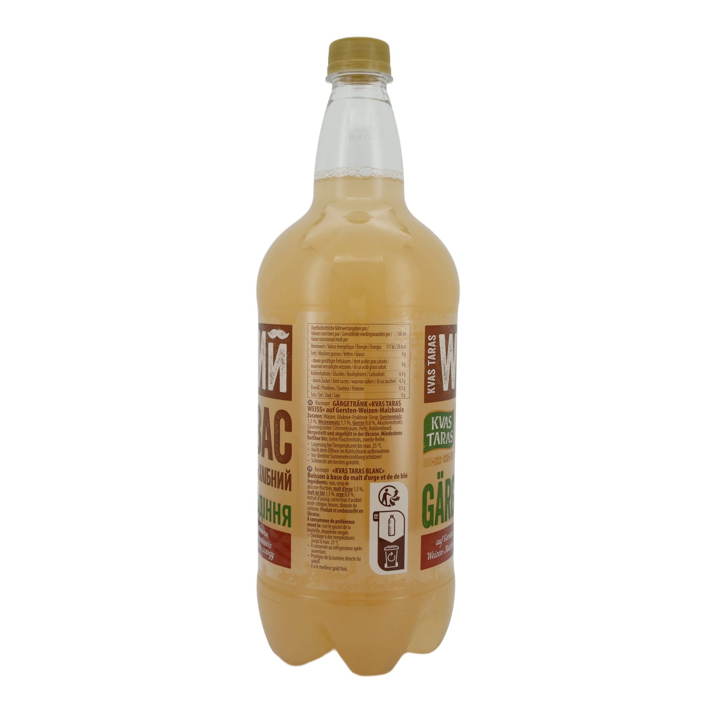 Bevanda fermentata rinfrescante Kvas Taras | con malto d'orzo e di frumento | 1,5L