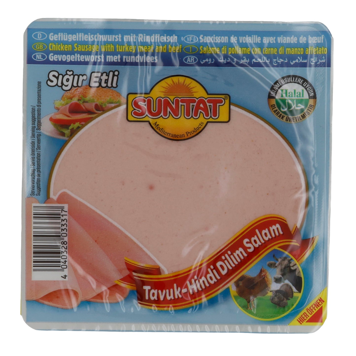Aufschnitt Suntat | Tavuk-Hindi Dilim Salam | Halal, Geflügel mit Rindfleisch | 200 g