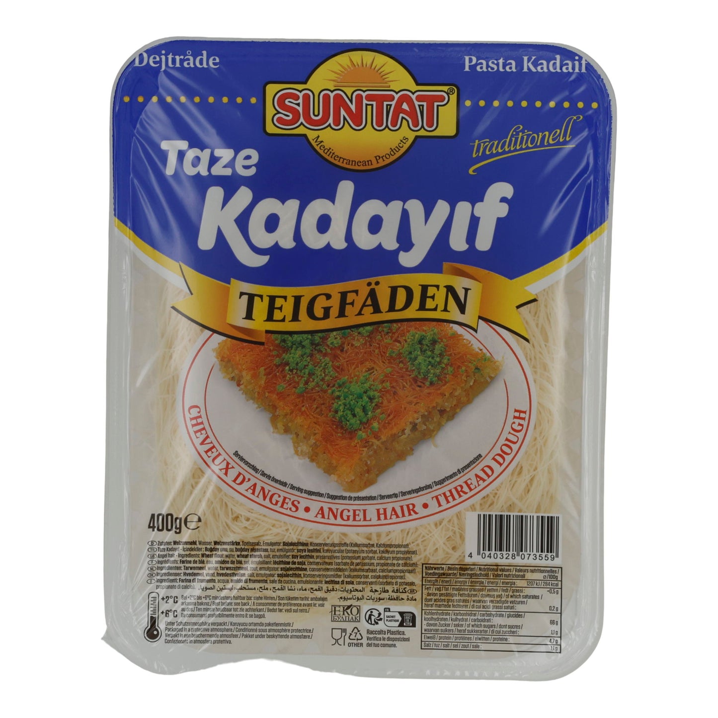 Teigfäden Suntat | Taze Kadayıf | Frisch, für Künefe & Baklava | 400 g