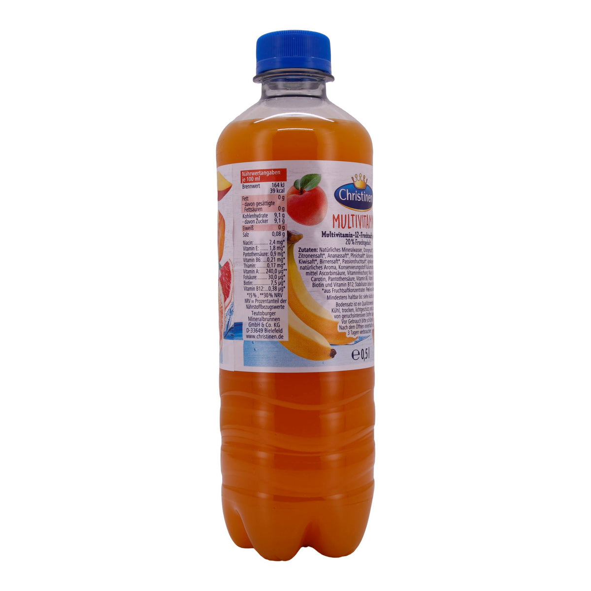 Multivitamin-12-Fruchtsaftgetränk Christinen | Getränk | Mit natürlichem Mineralwasser und 20 % Fruchtgehalt | 0,5 L CHRISTINEN