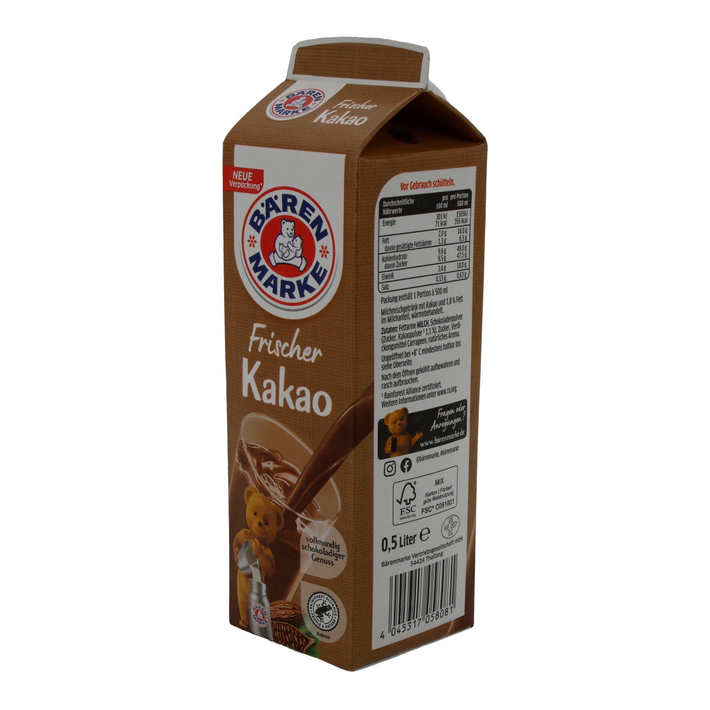Kakao Bärenmarke Cacao Frais | Riche et chocolaté | 0,5 l
