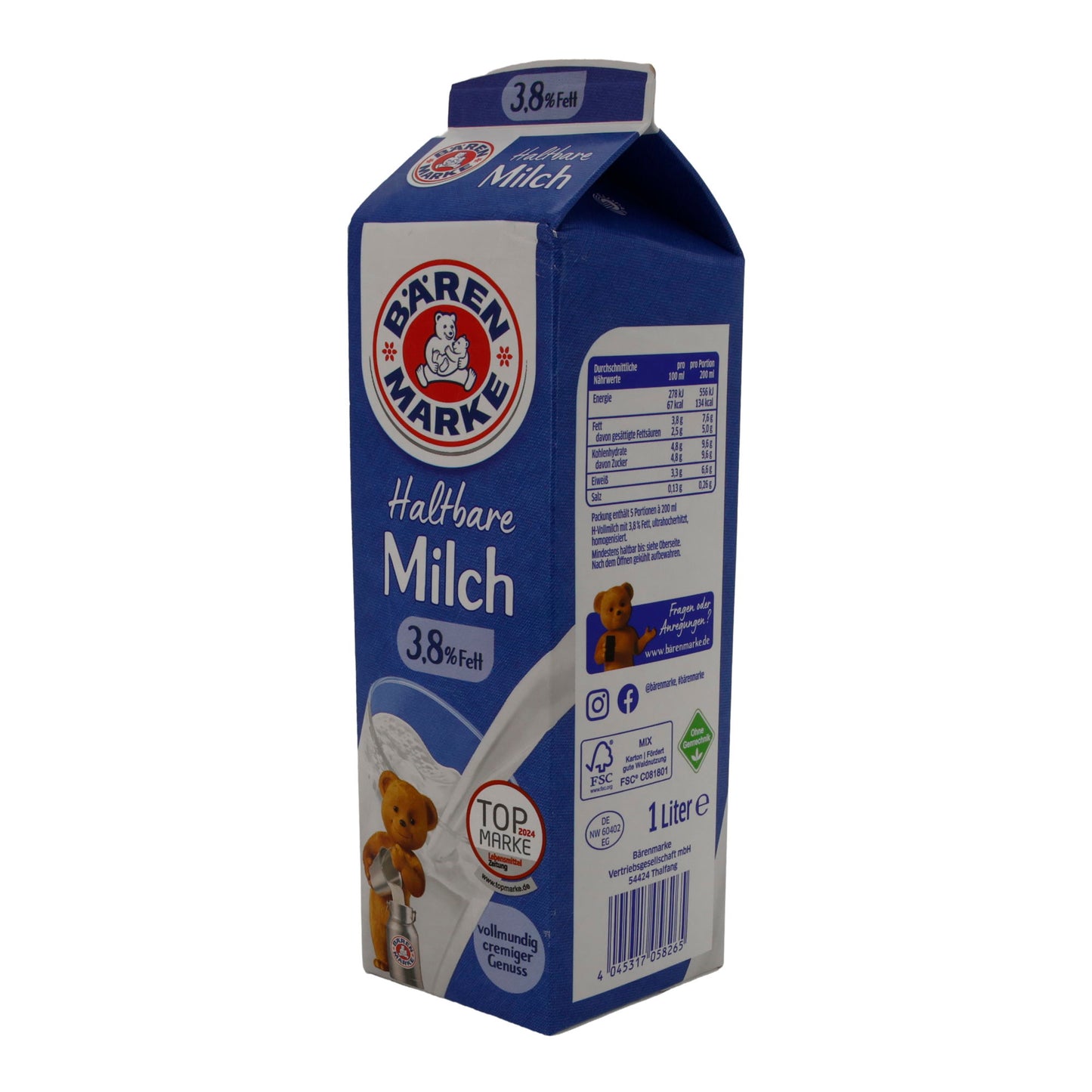 Milch Bärenmarke Haltbare Milch 3,8 % Fett | Vollmundig cremig | 1 l