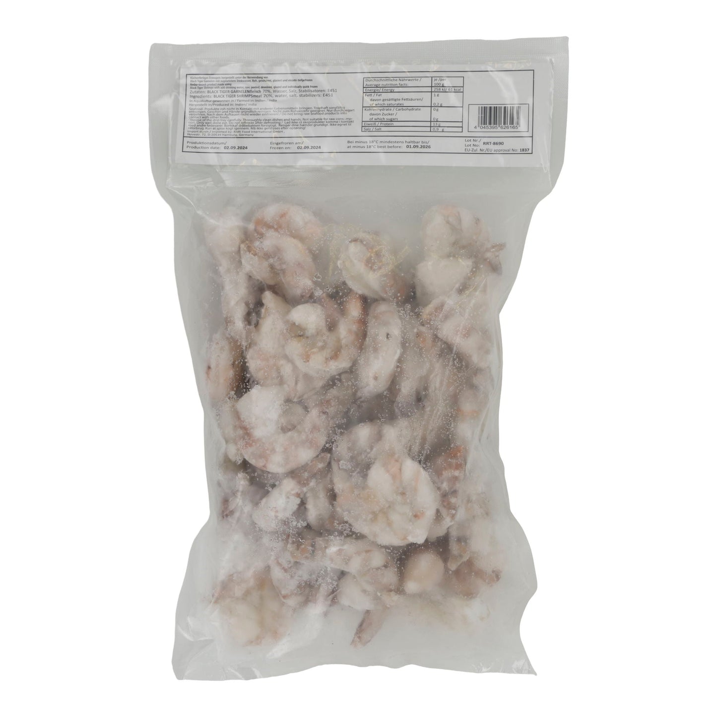 Riesengarnelen Black Tiger | Geschält, entdarmt | Tiefgefroren, Größe 16/20 | 800 g LASCHORI