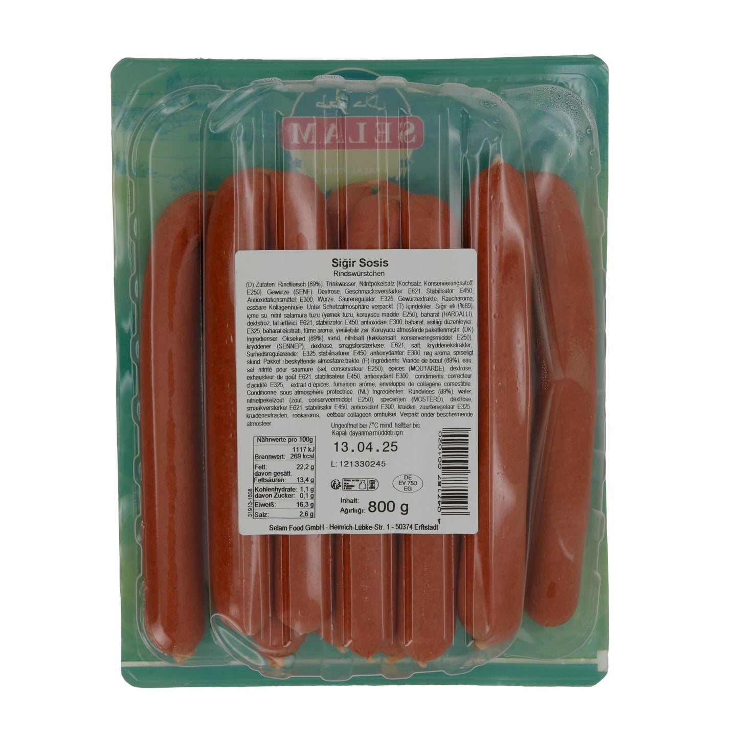 Rindswurst Selam | Saucisse Premium | Halal, savoureuse | 800 g