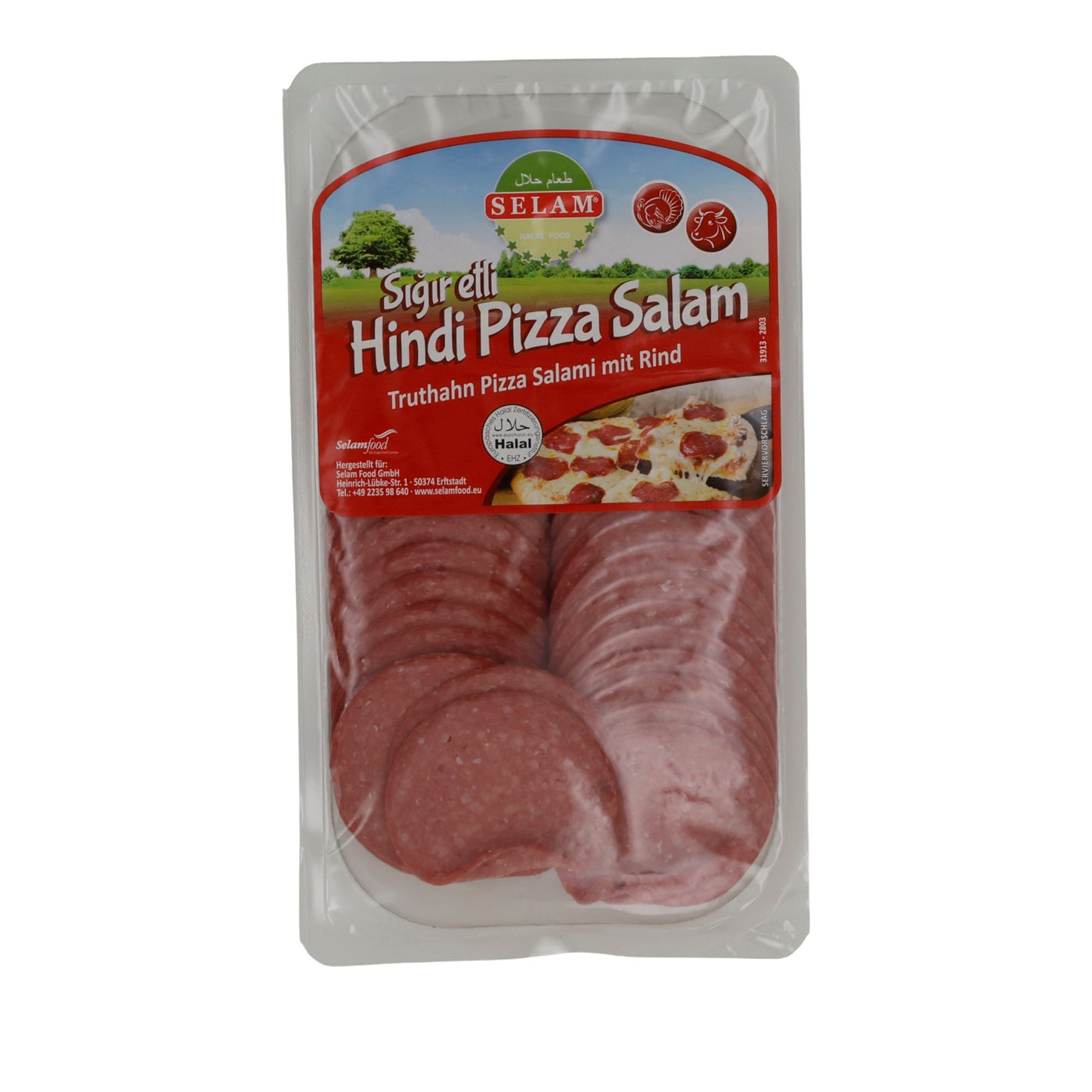 Pizza-Salami Selam | Salame per pizza hindi | Halal, tacchino e manzo | 200 g