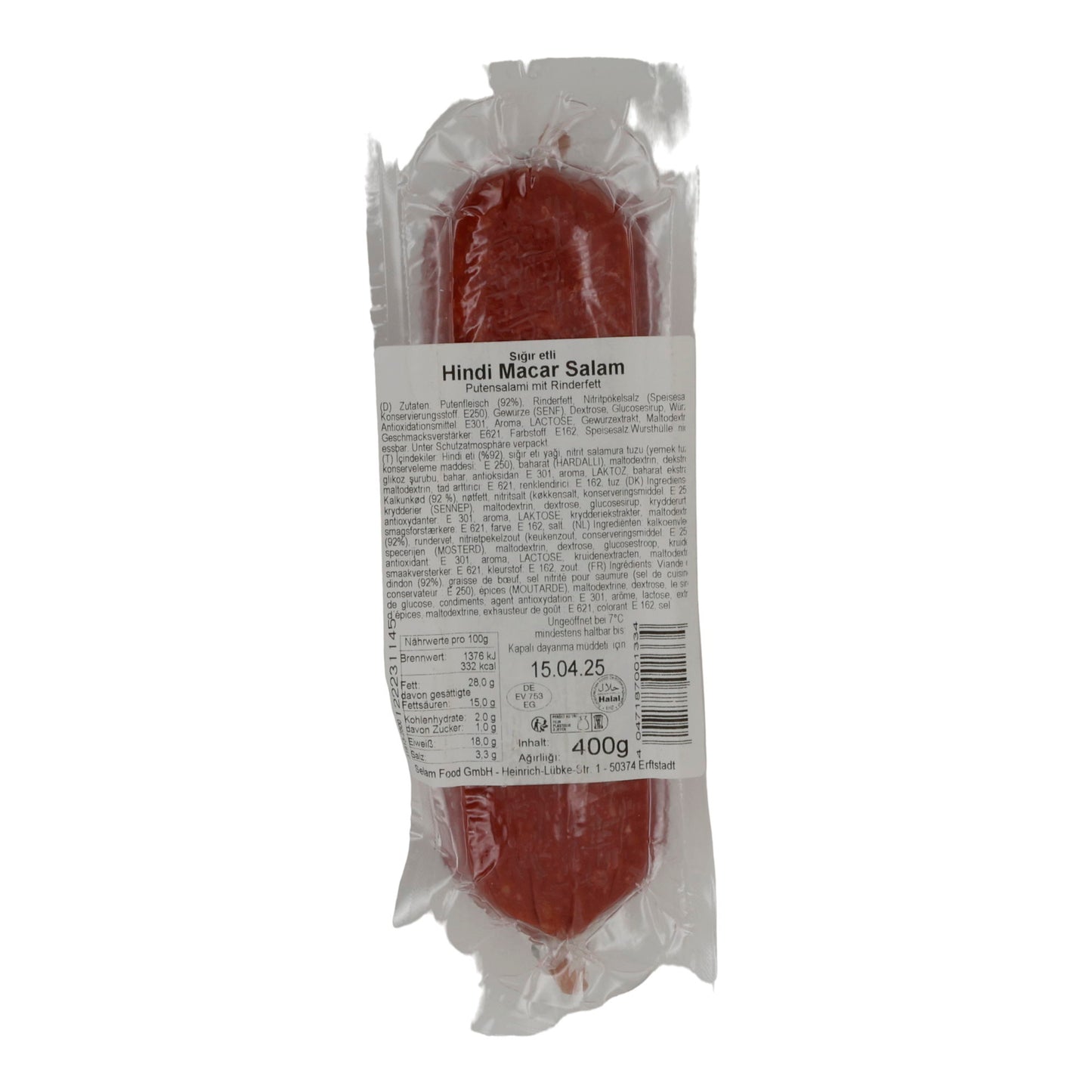 Salami Selam | Hindi Macar Salam | Halal, bœuf & dinde, épicé | 400 g