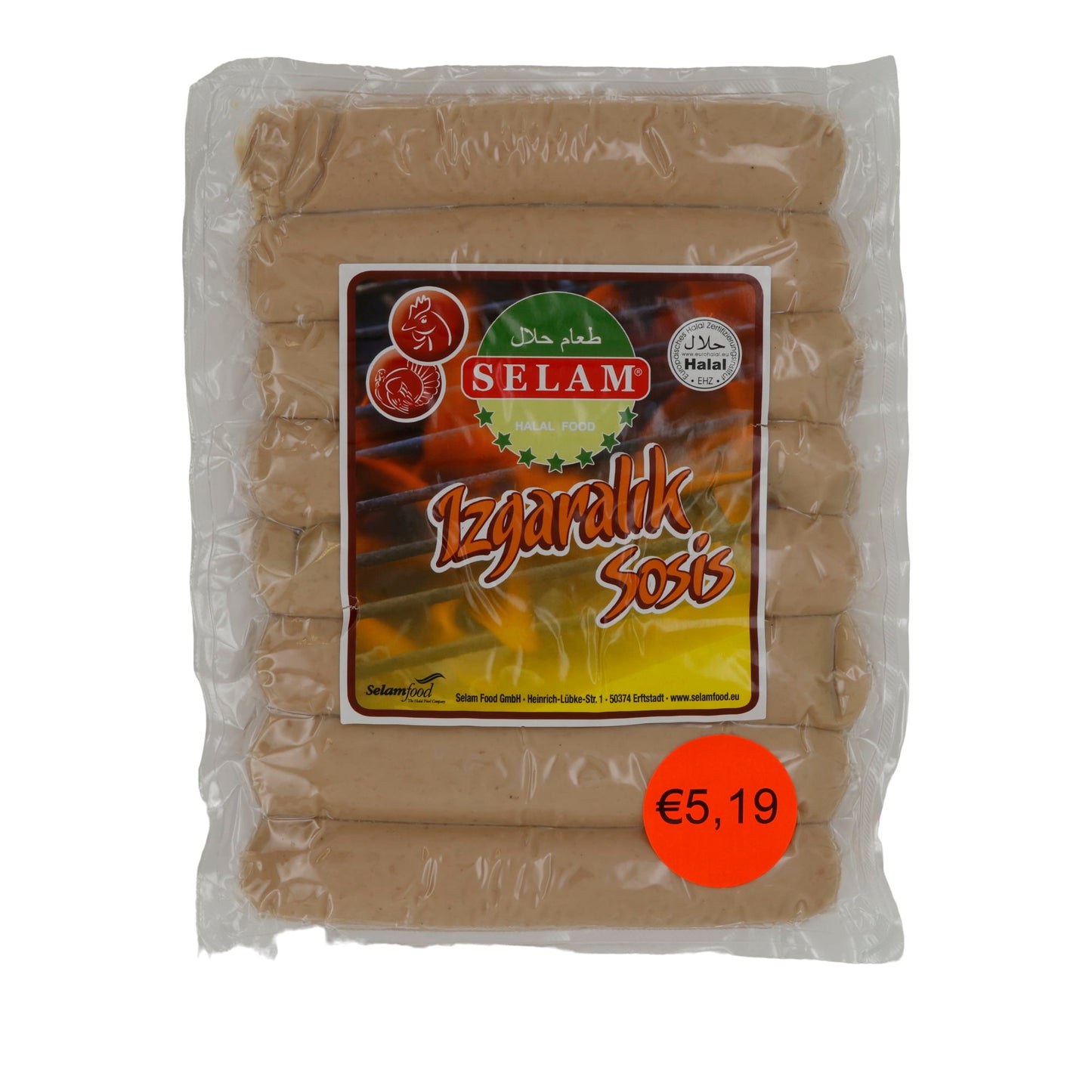 Wurst Selam | Izgaralık Sosis | halal Hähnchen- und Putenwürstchen | 800 g
