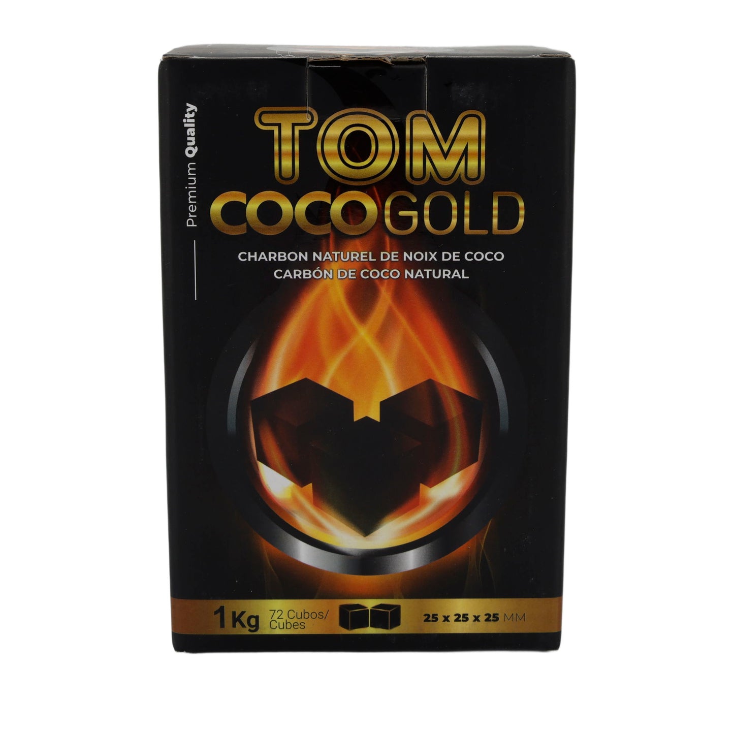 Grillkohle Tom Coco Gold | Kokosnusskohle | Für Shisha und Grill, natürliche Alternative | 1 kg