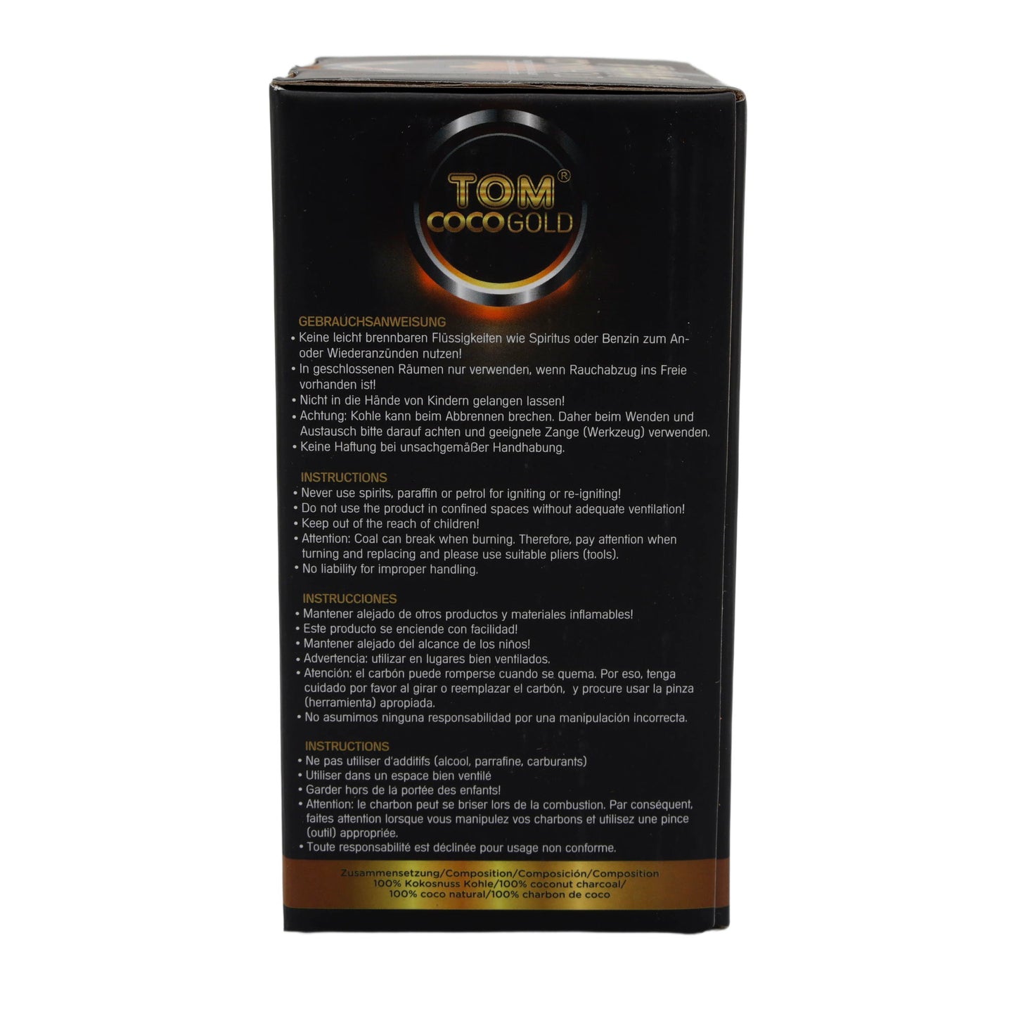 Grillkohle Tom Coco Gold | Kokosnusskohle | Für Shisha und Grill, natürliche Alternative | 1 kg