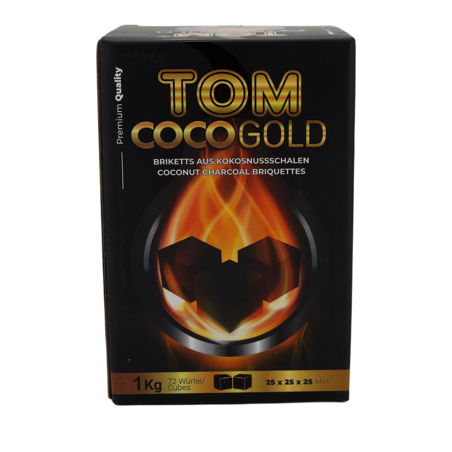 Grillkohle Tom Coco Gold | Kokosnusskohle | Für Shisha und Grill, natürliche Alternative | 1 kg