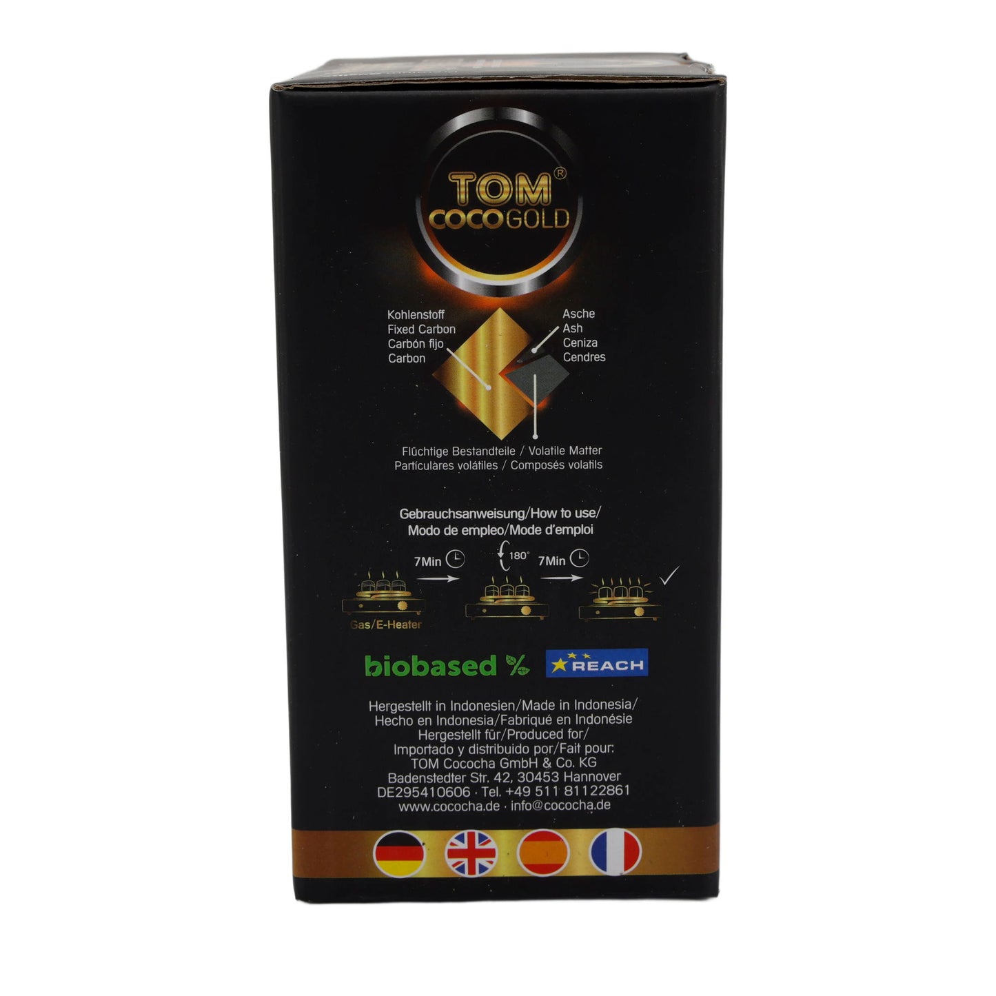 Grillkohle Tom Coco Gold | Kokosnusskohle | Für Shisha und Grill, natürliche Alternative | 1 kg