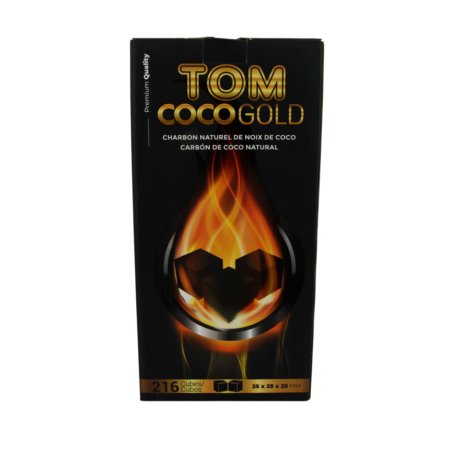 Naturkohle Tom Coco Gold | 216 Würfel – Premium Kokoskohle für Shisha & Grill