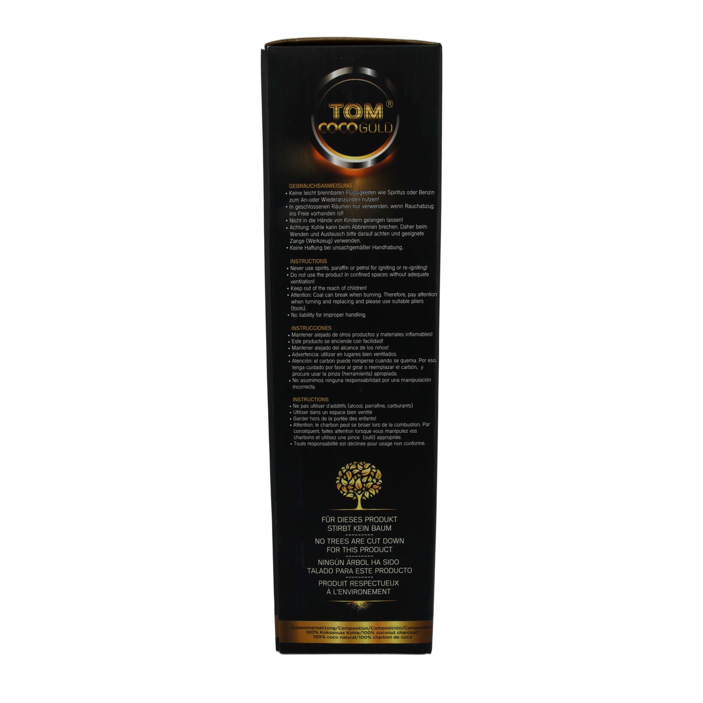 Naturkohle Tom Coco Gold | 216 Würfel – Premium Kokoskohle für Shisha & Grill