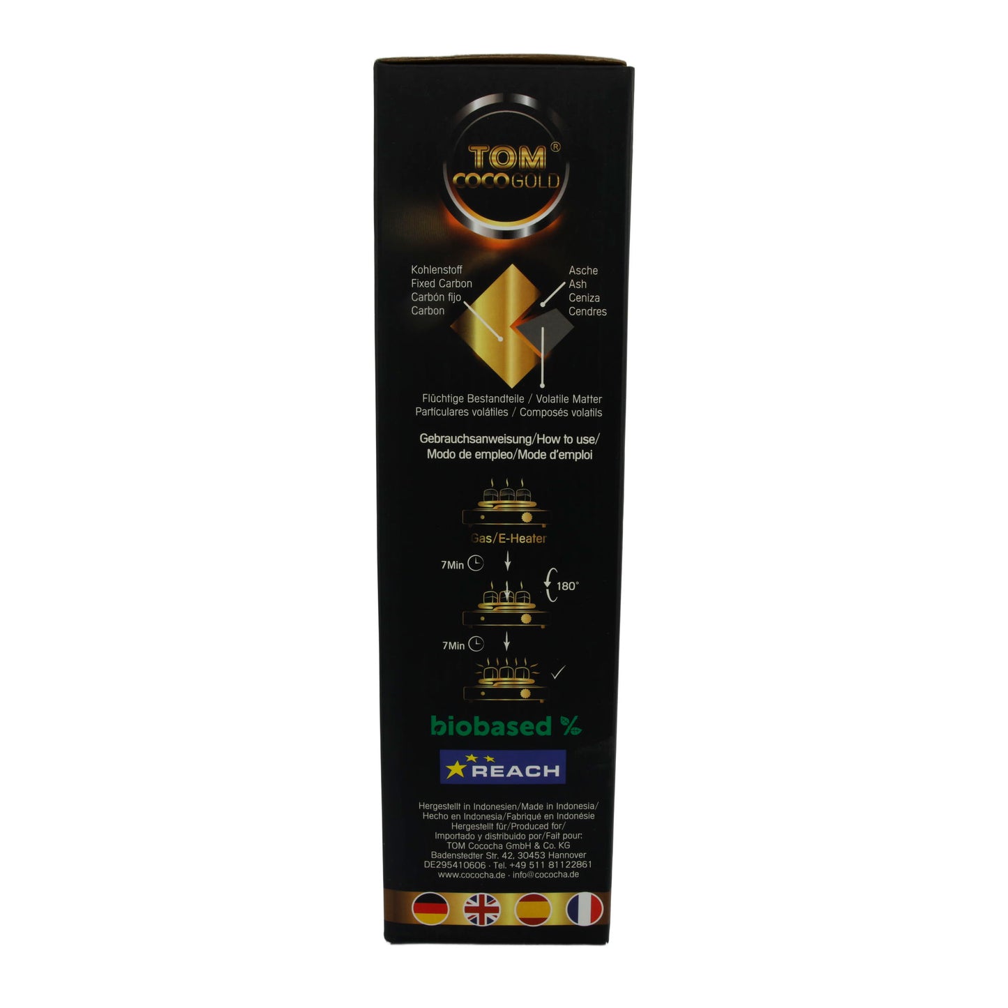Naturkohle Tom Coco Gold | 216 Würfel – Premium Kokoskohle für Shisha & Grill