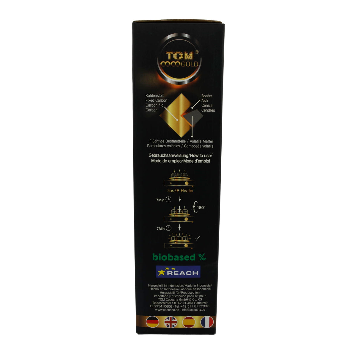 Naturkohle Tom Coco Gold | 216 Würfel – Premium Kokoskohle für Shisha & Grill TOM COCO GOLD