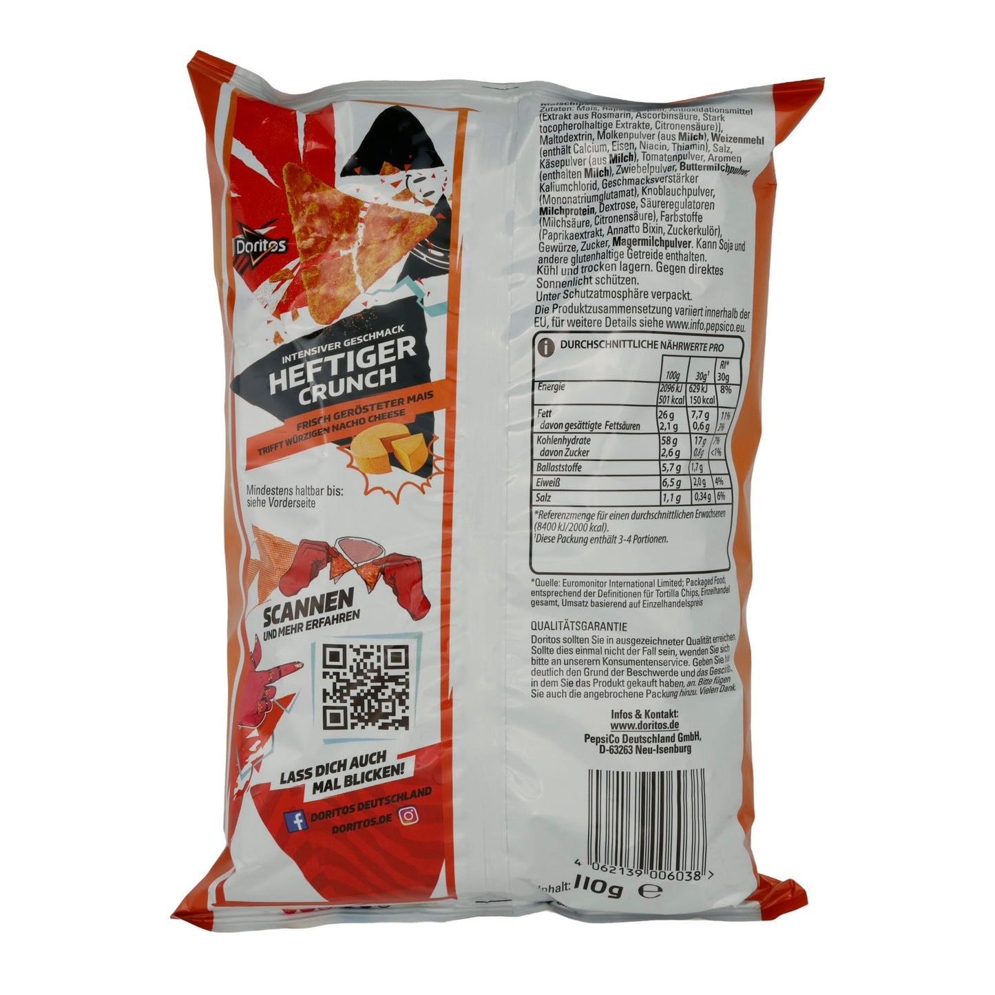 Tortilla Chips Doritos Nacho Cheese | knusprig | mit würzigem Käsegeschmack | 110 g DORITOS