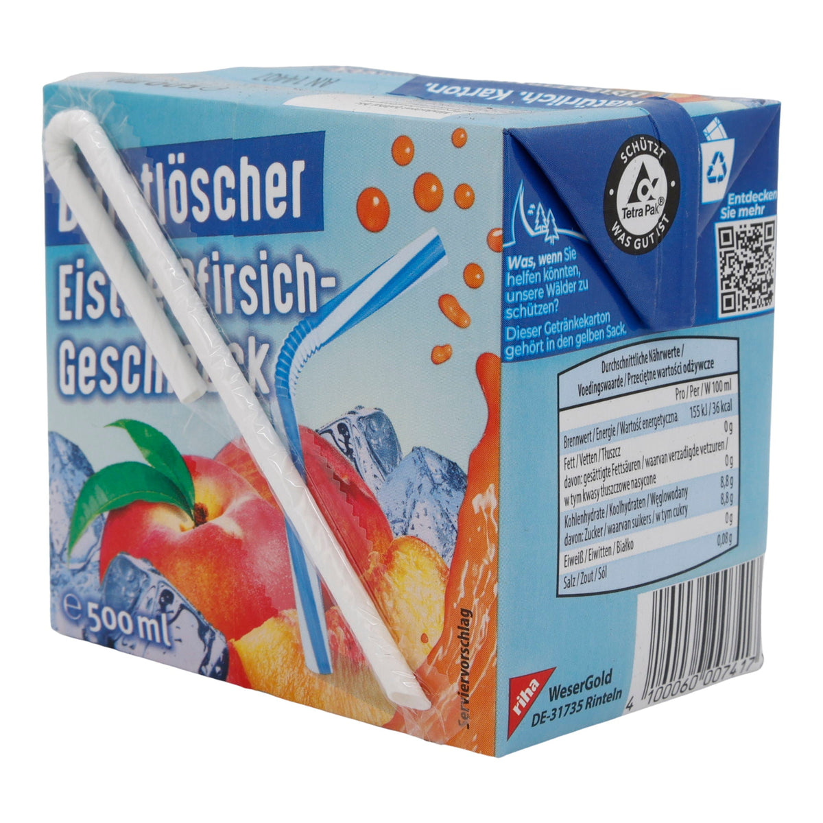 Eistee Durstlöscher | Pfirsich | Erfrischendes Teegetränk mit Fruchtgeschmack | 500 ml DURSTLÖSCHER
