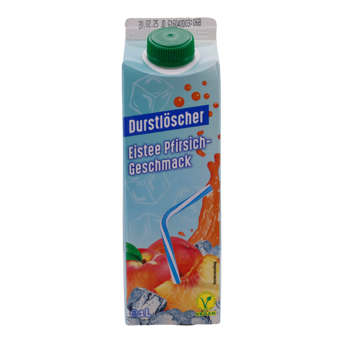 Eistee Durstlöscher | Pfirsichgeschmack | Erfrischungsgetränk mit natürlichem Aroma, vegan | 1 Liter DURSTLÖSCHER