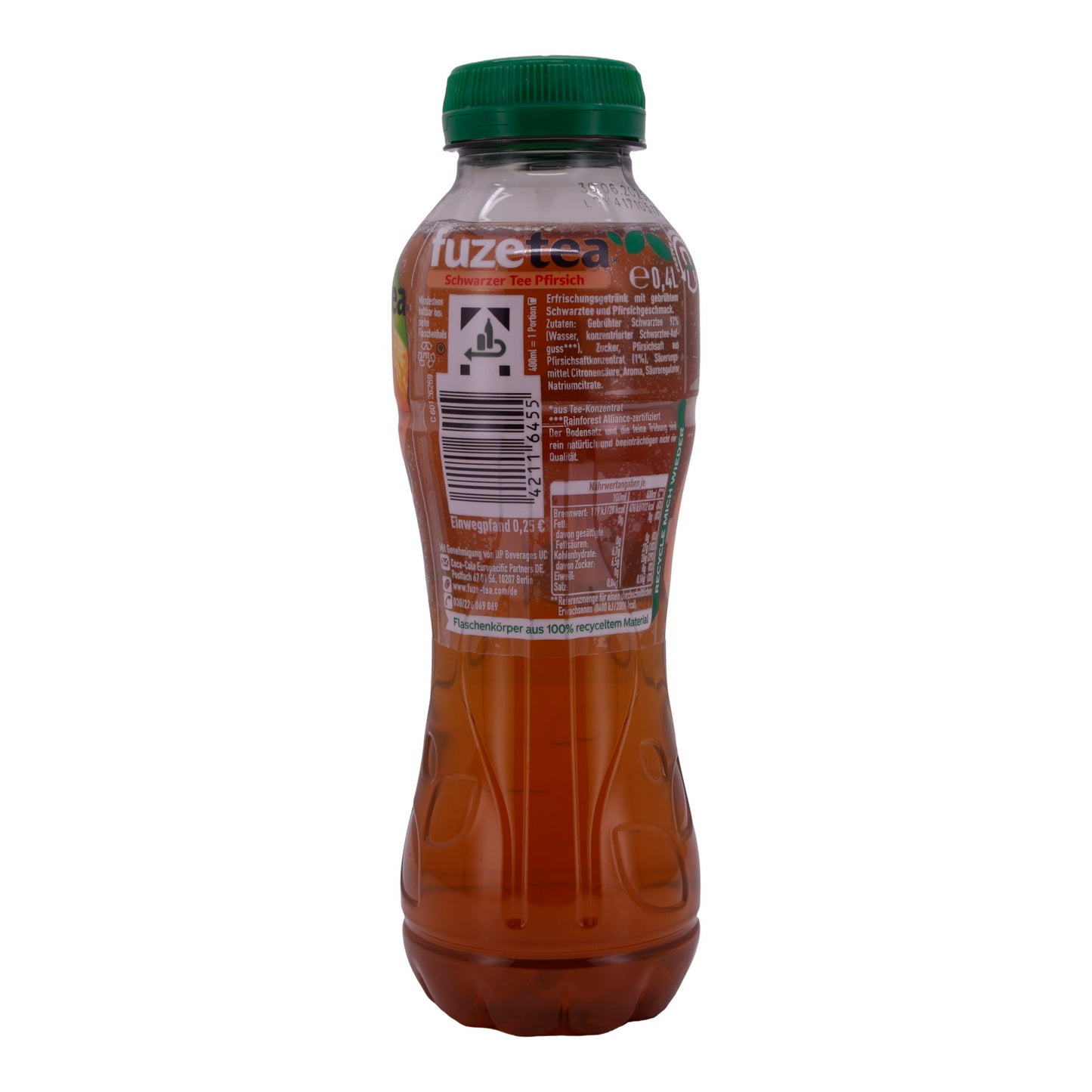 Erfrischungsgetränk Fuze Tea | Schwarzer Tee Pfirsich | Mit natürlichem Pfirsichgeschmack | 0,4 L