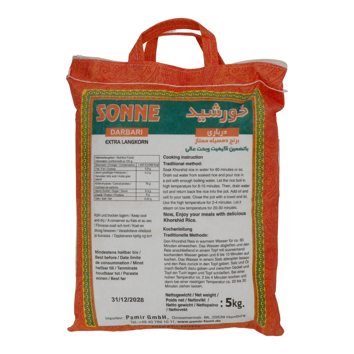 Reis SONNE Darbari | aromatisch | Extra Langkorrel-Khorshid-Rijst | 5 kg