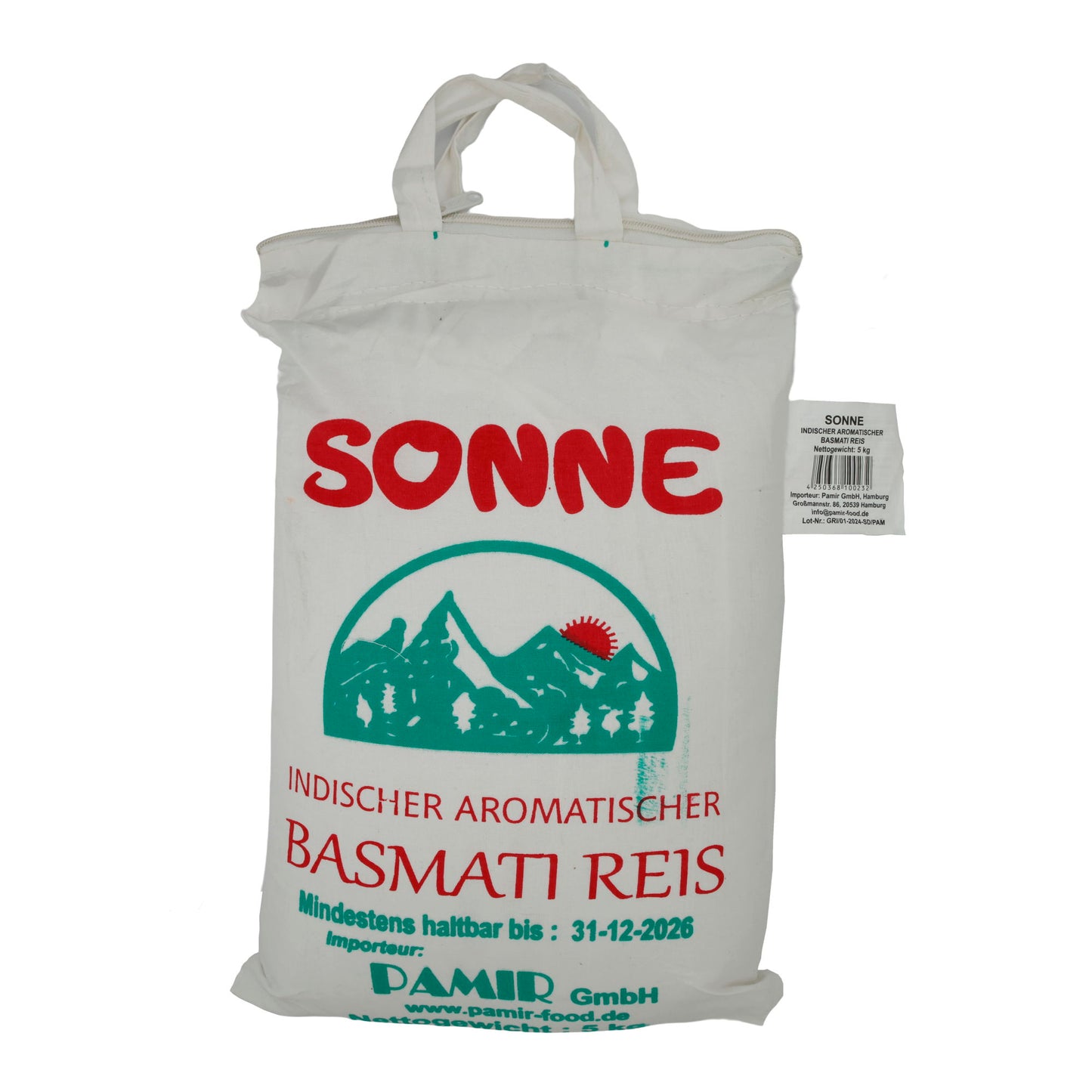 Reis Sonne | Basmati | Hindistan'dan aromatik uzun taneli pirinç | 5 kg