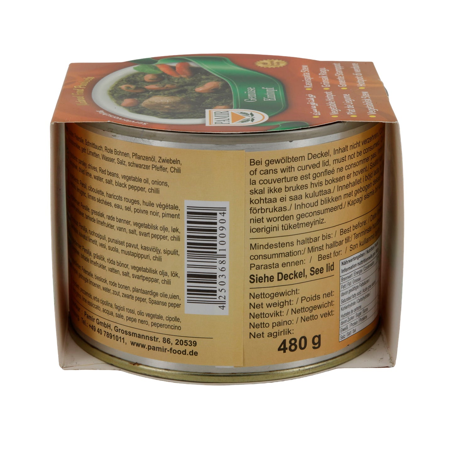 Groentestoofpot Pamir | Oosters | met kruiden en rode bonen | 480 g blik