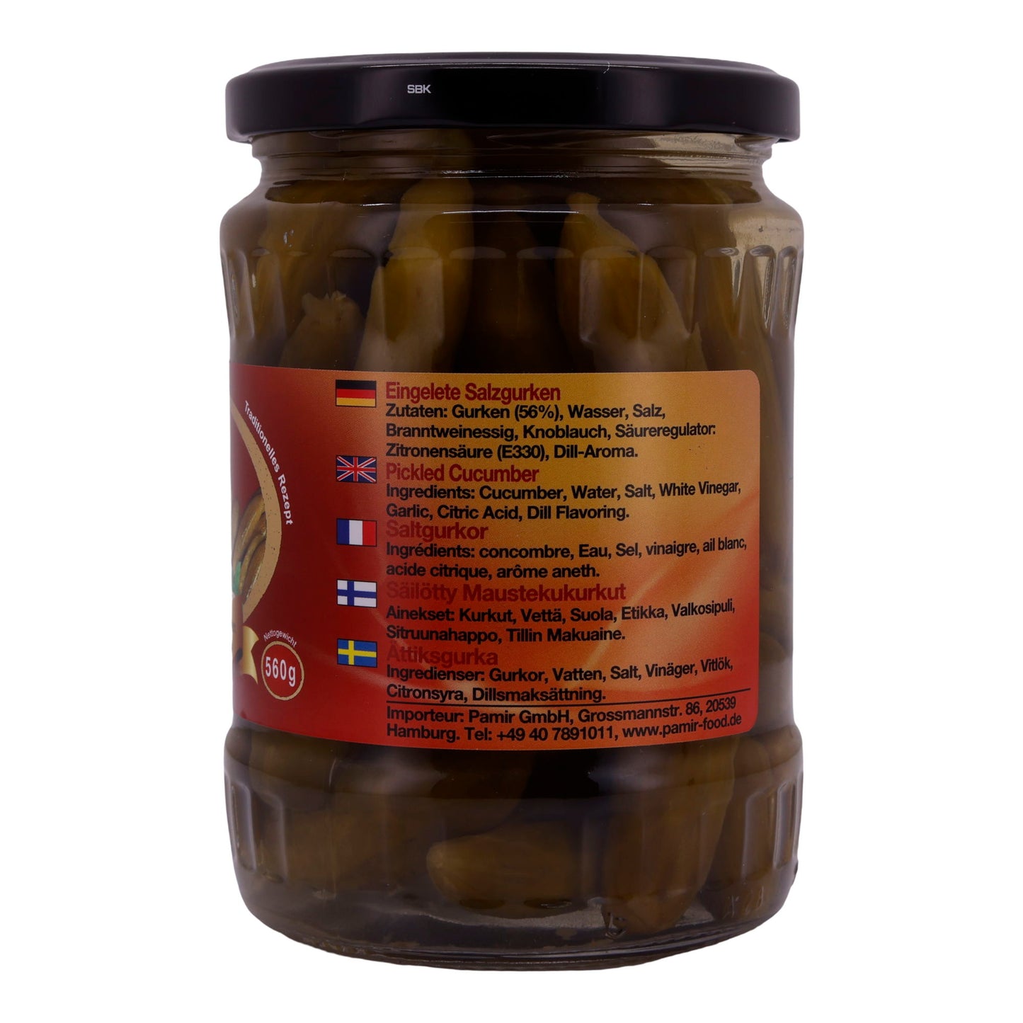 Salzgurken Pamir | Eingelegt | Knackig, mit Dill-Aroma | 560g
