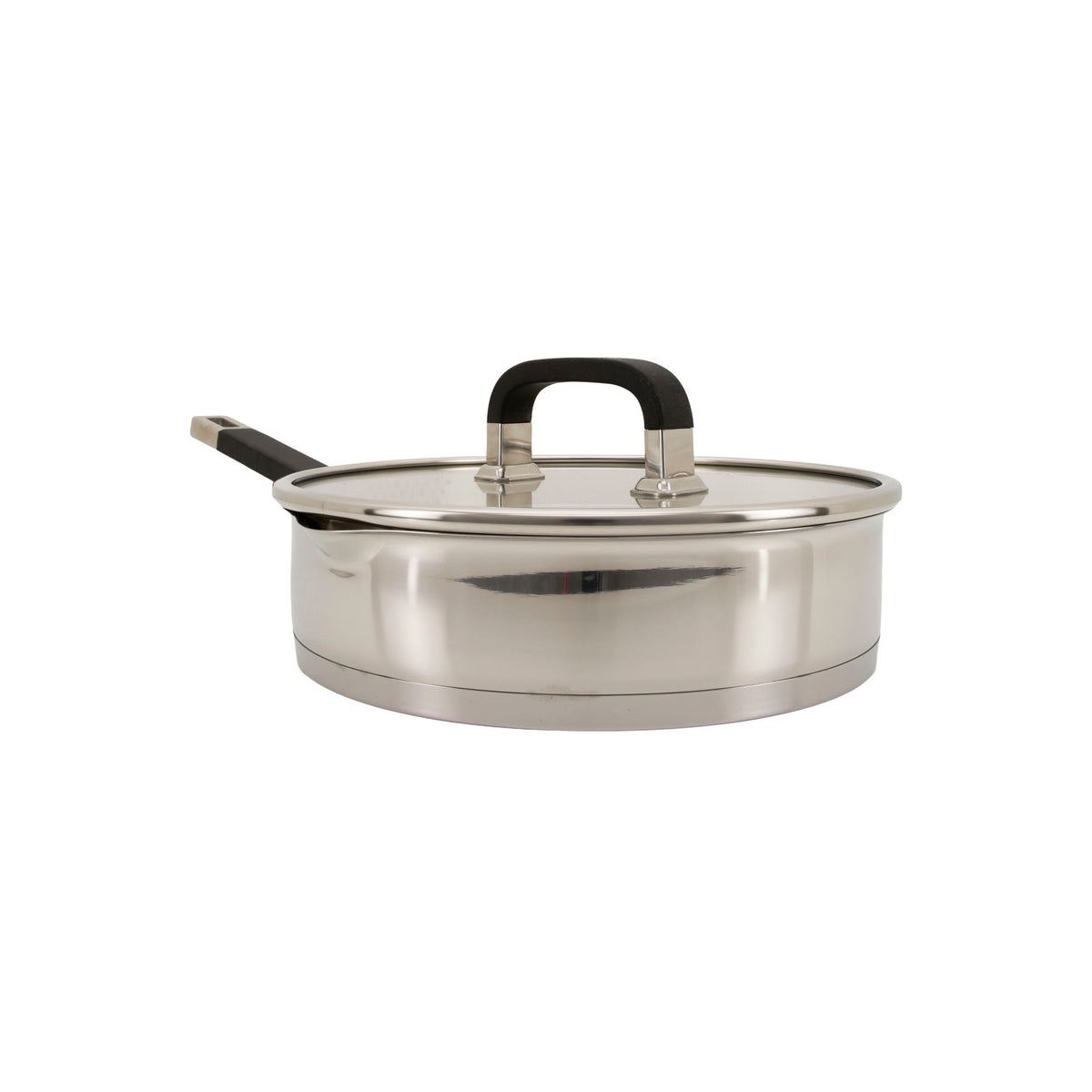 Almina Edelstahl Bratpfanne mit Glasdeckel – 24 cm, 2,6 Liter, Induktionsgeeignet ALMINA