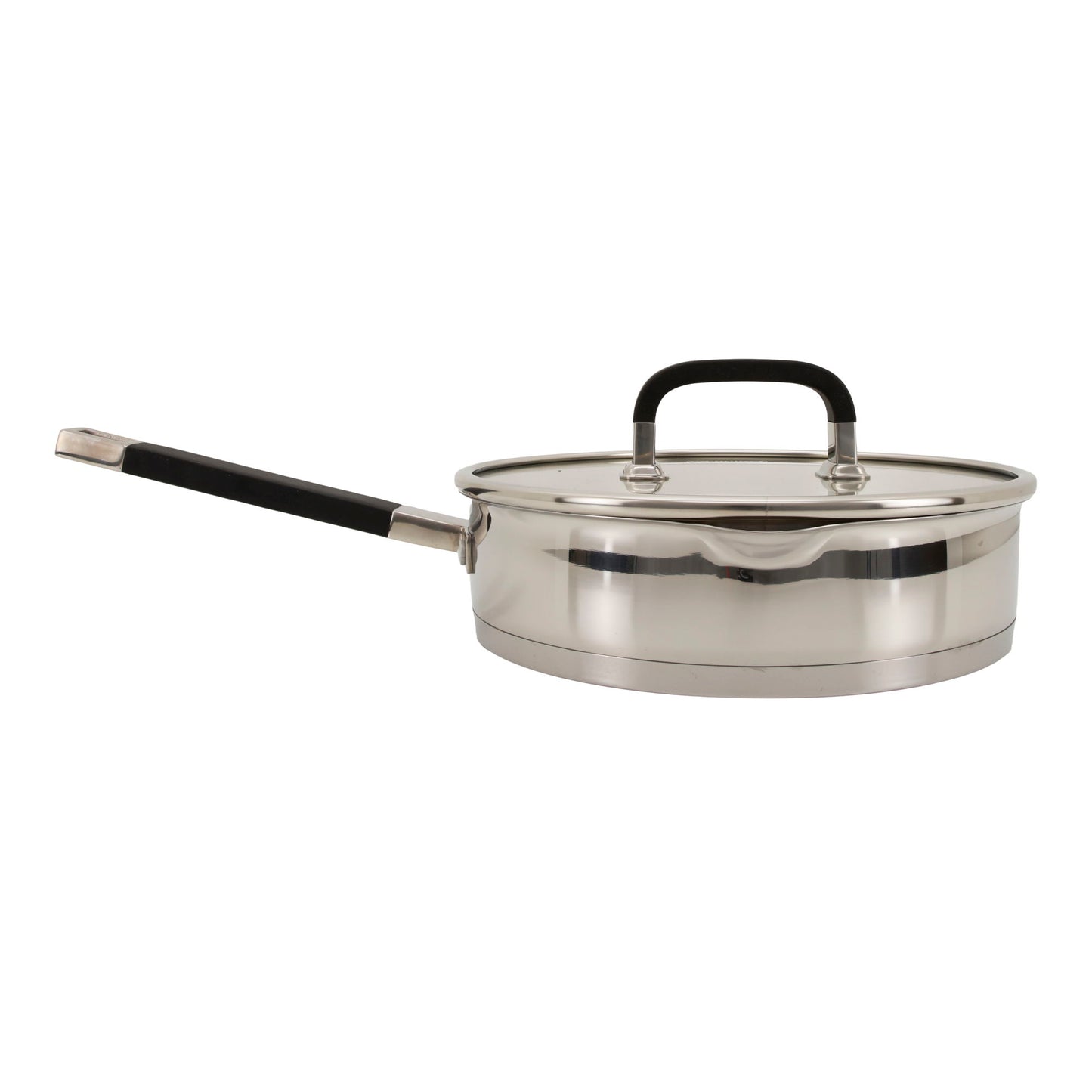 Almina Edelstahl Bratpfanne mit Glasdeckel – 24 cm, 2,6 Liter, Induktionsgeeignet