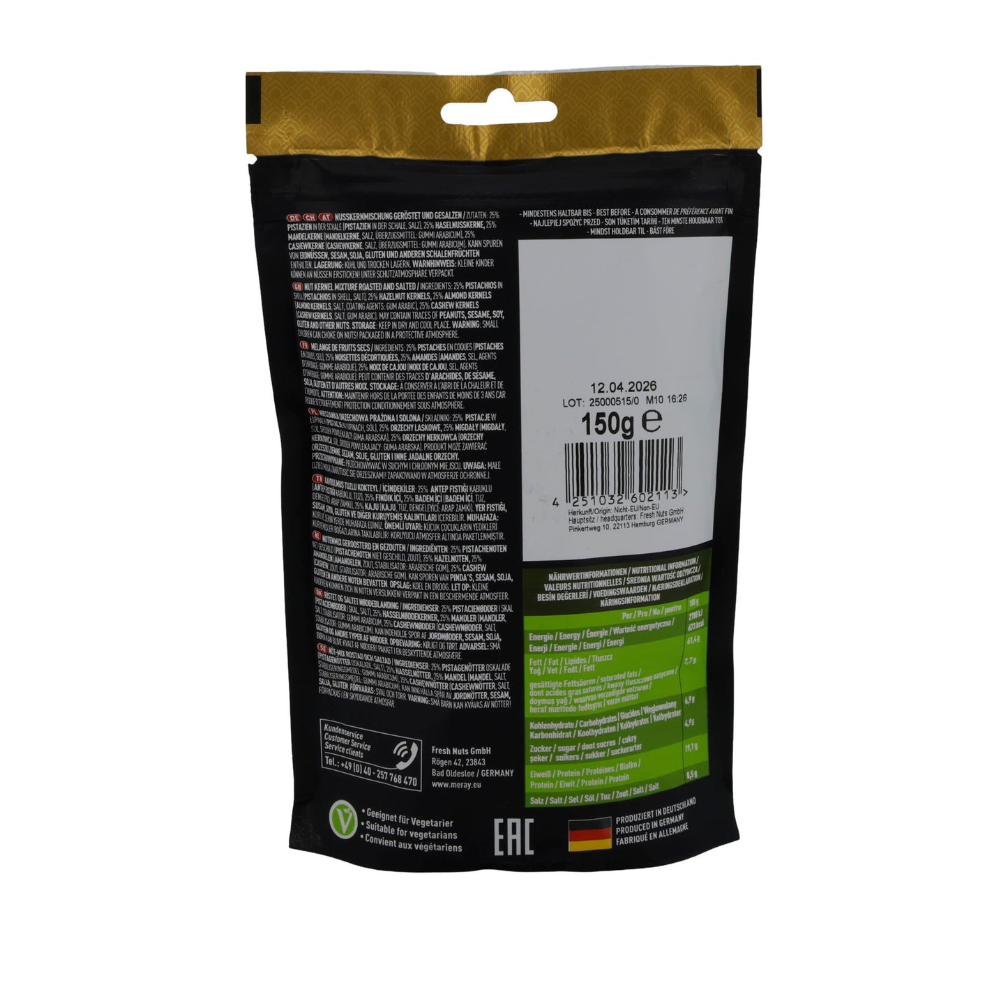 Kavrulmuş ve tuzlu Deluxe Karışım Meray | Kuruyemişler | 150 g