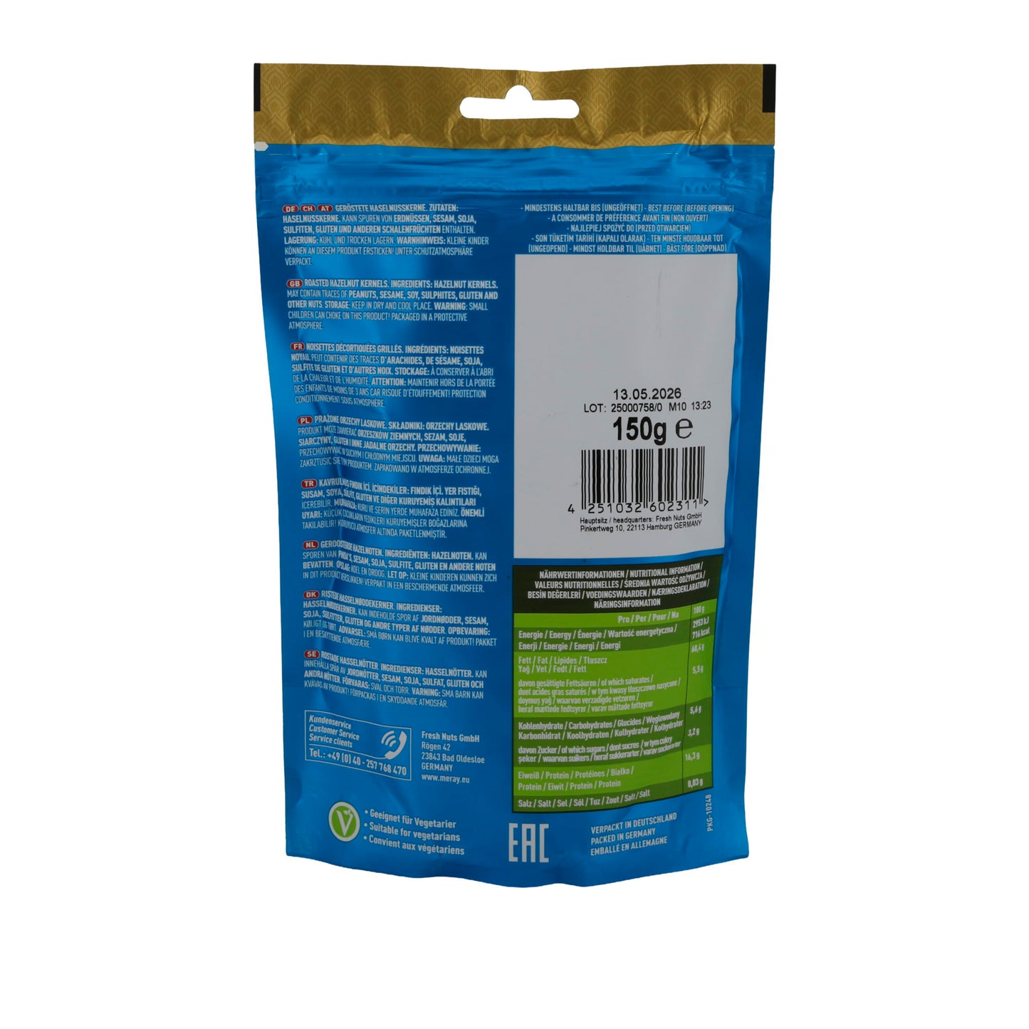 Geröstete Haselnusskerne Meray | Nüsse | 150 g