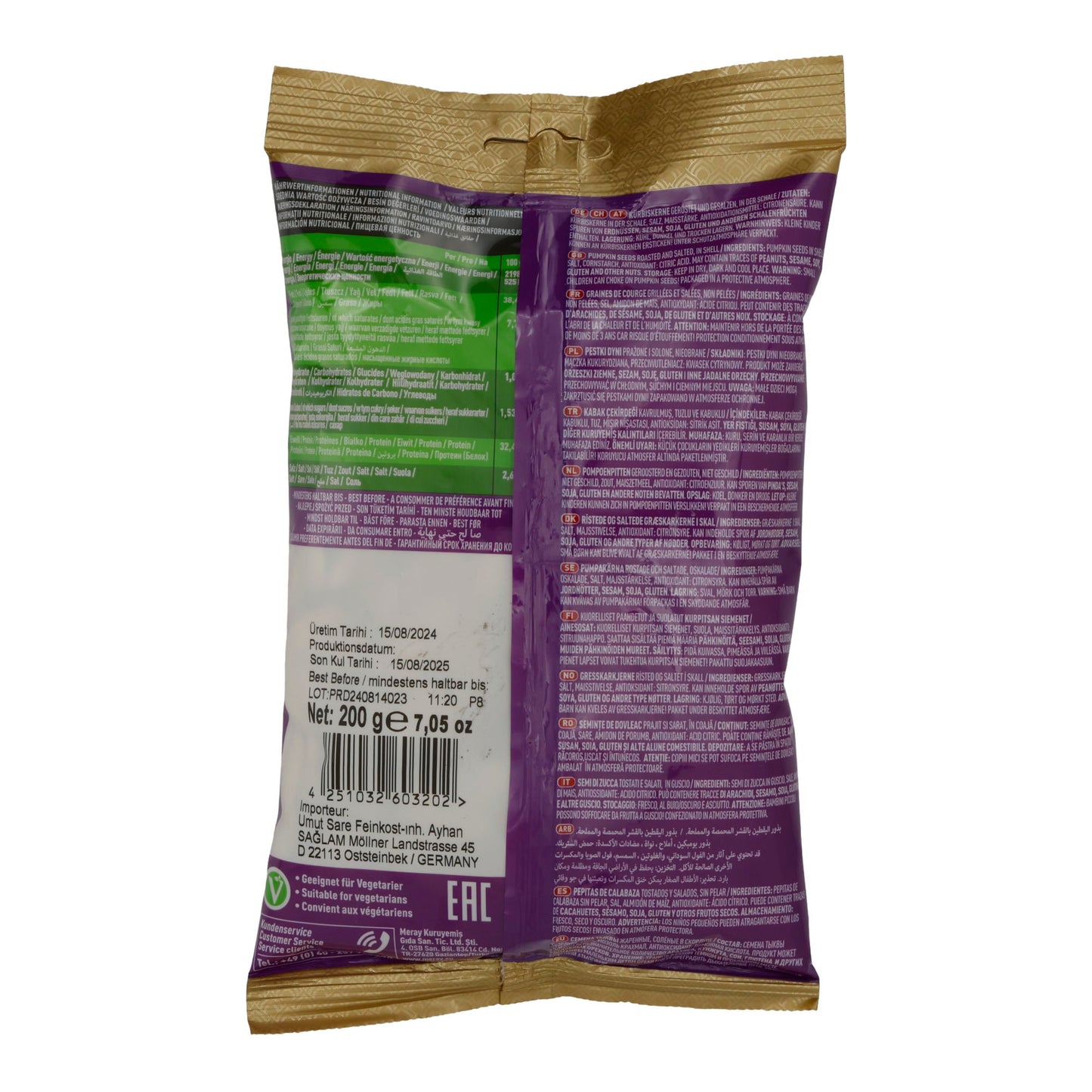 Kürbiskerne Meray | Samen | Geröstet & gesalzen | 200 g MERAY