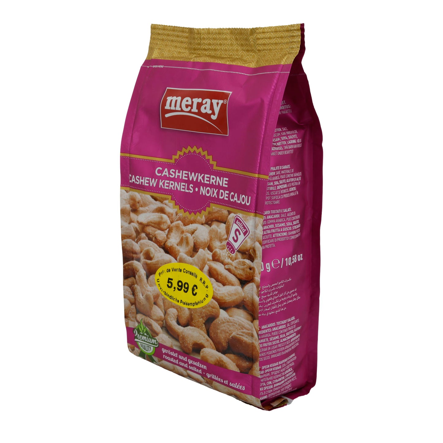 Cashewkerne Meray | Geroosterd en gezouten | Premium snack met fijne smaak | 300 g
