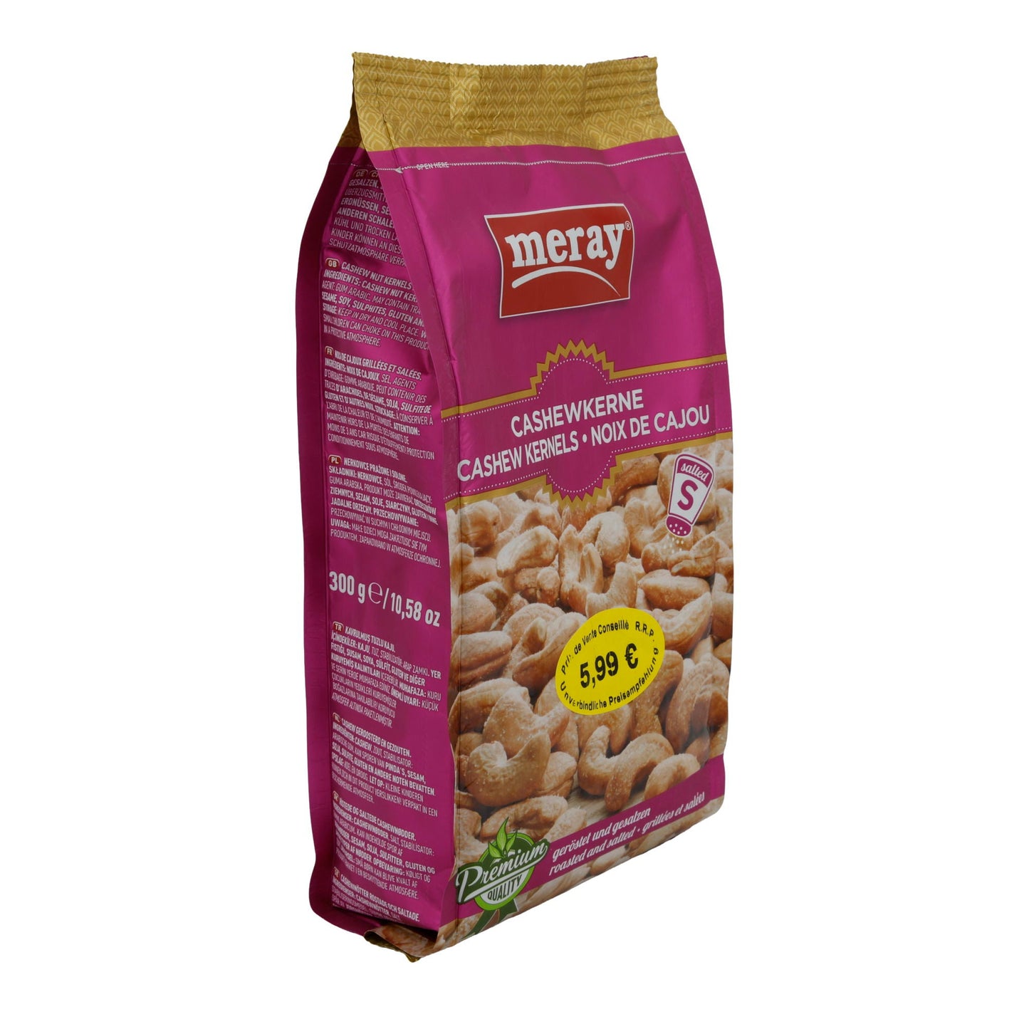 Cashewkerne Meray | Geröstet und gesalzen | Premium-Snack mit feinem Geschmack | 300 g MERAY