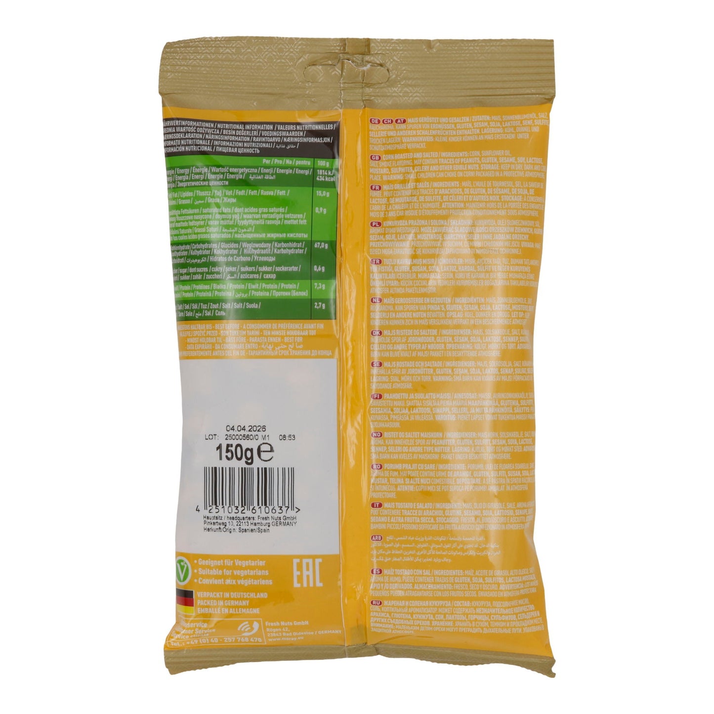 Gesalzener, gerösteter Mais Meray | Mais | 150 g Beutel MERAY