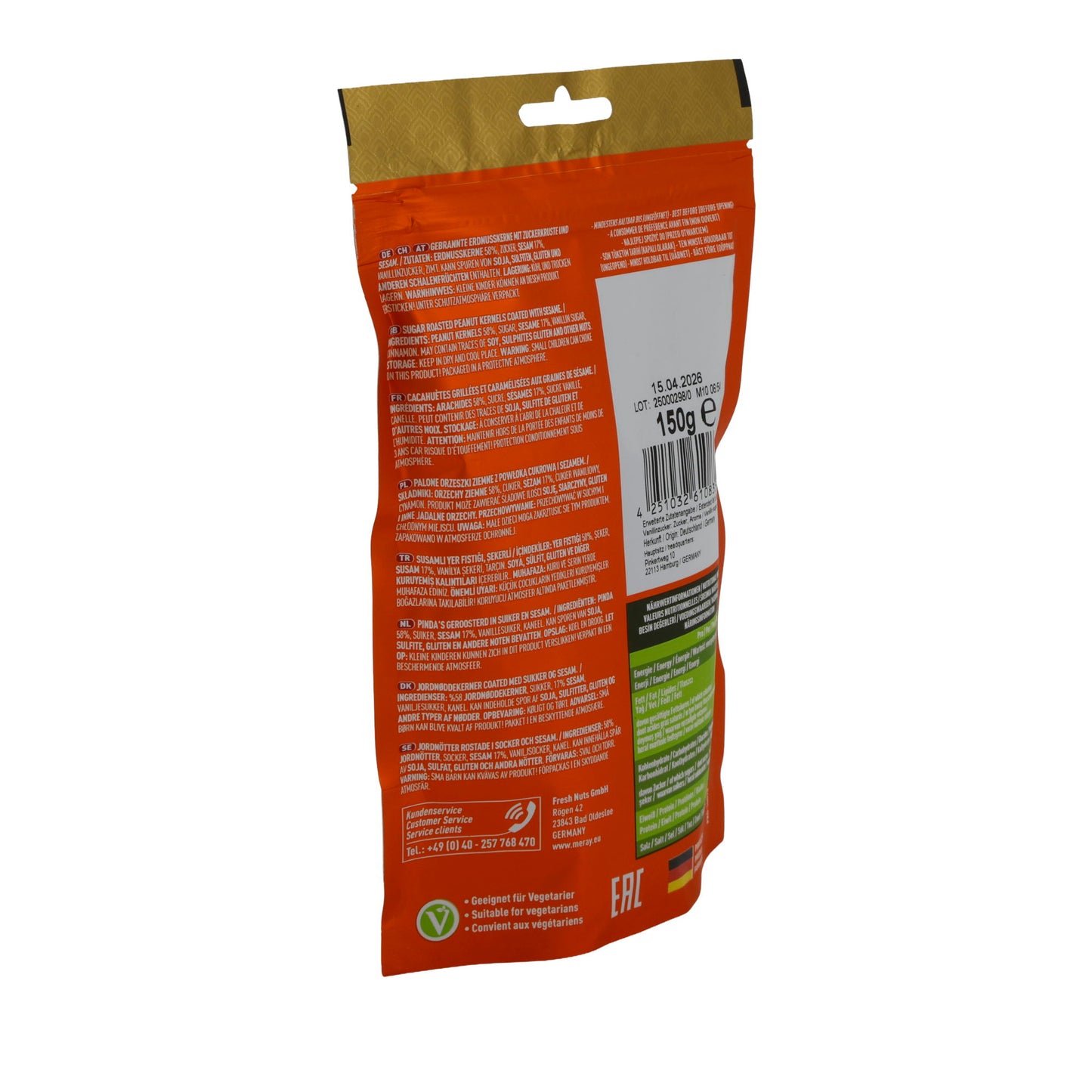 Yer fıstığı çekirdekleri Meray | Kuruyemişler | susam kaplı | 150 g poşet